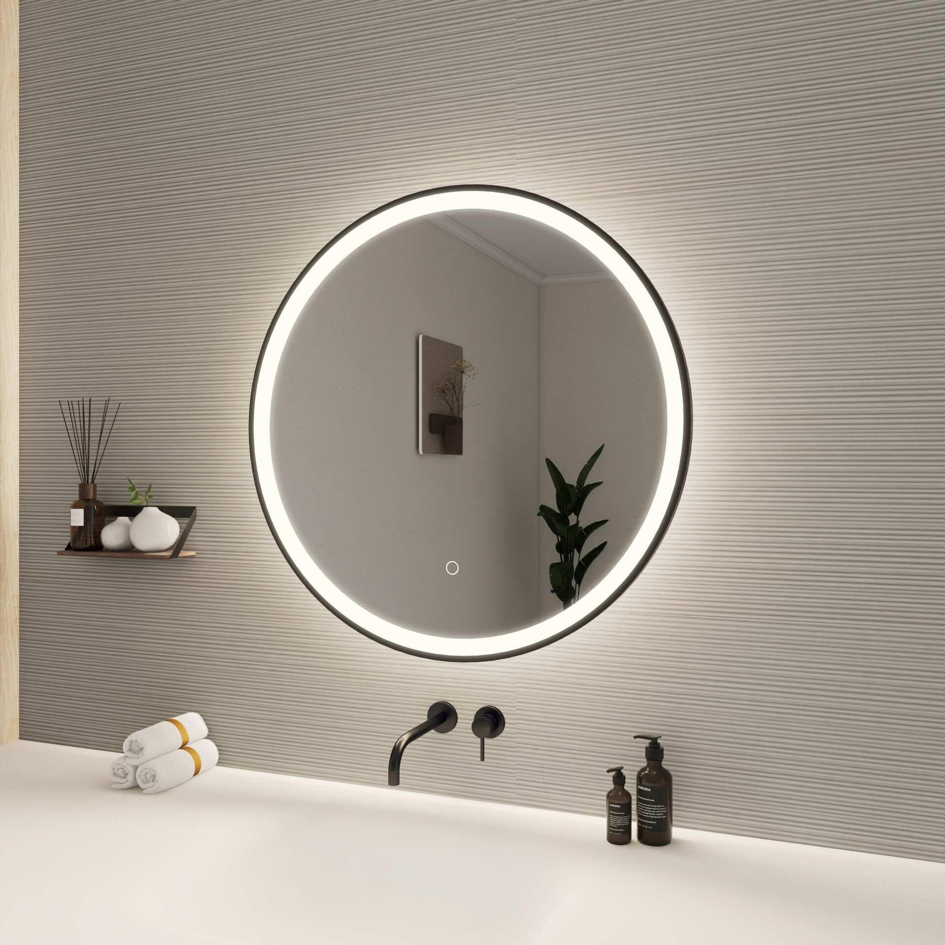 Harmoni 28 Inch Round LED Lighted Mirror by Elegant Decor