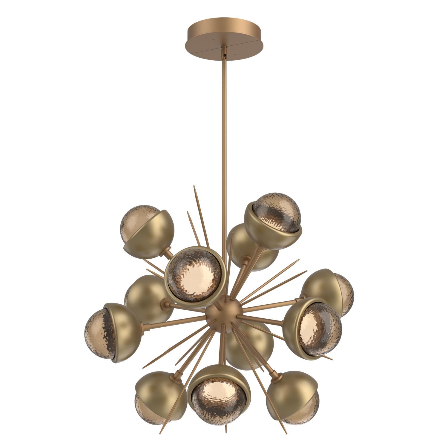 Shown in Novel Brass finish and Bronze glass and Gilded Brass accent