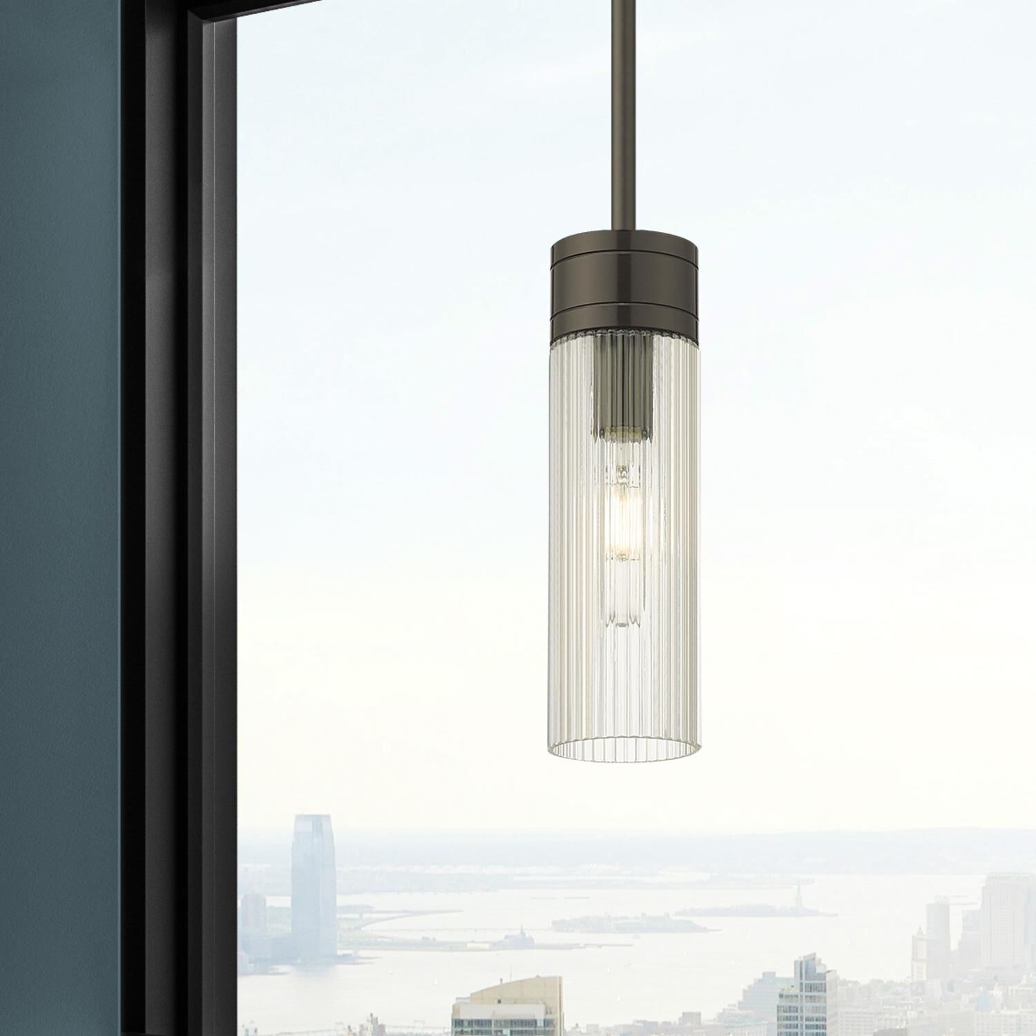 Shown in Oil Rubbed Bronze finish and Striped Clear glass