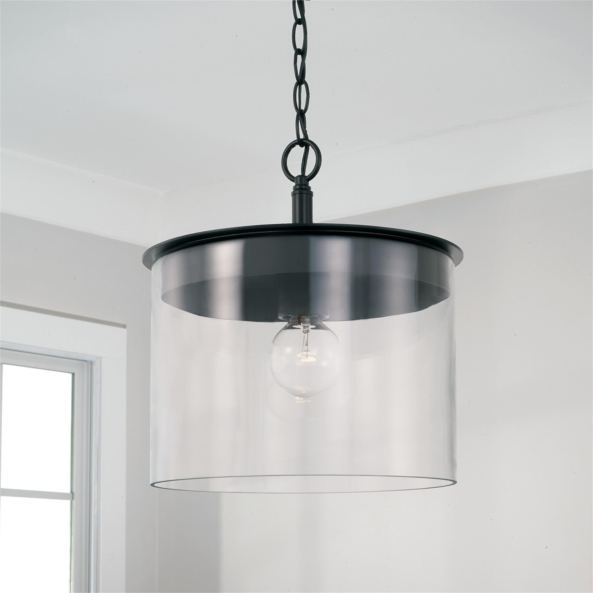 Shown in Matte Black finish and Clear glass