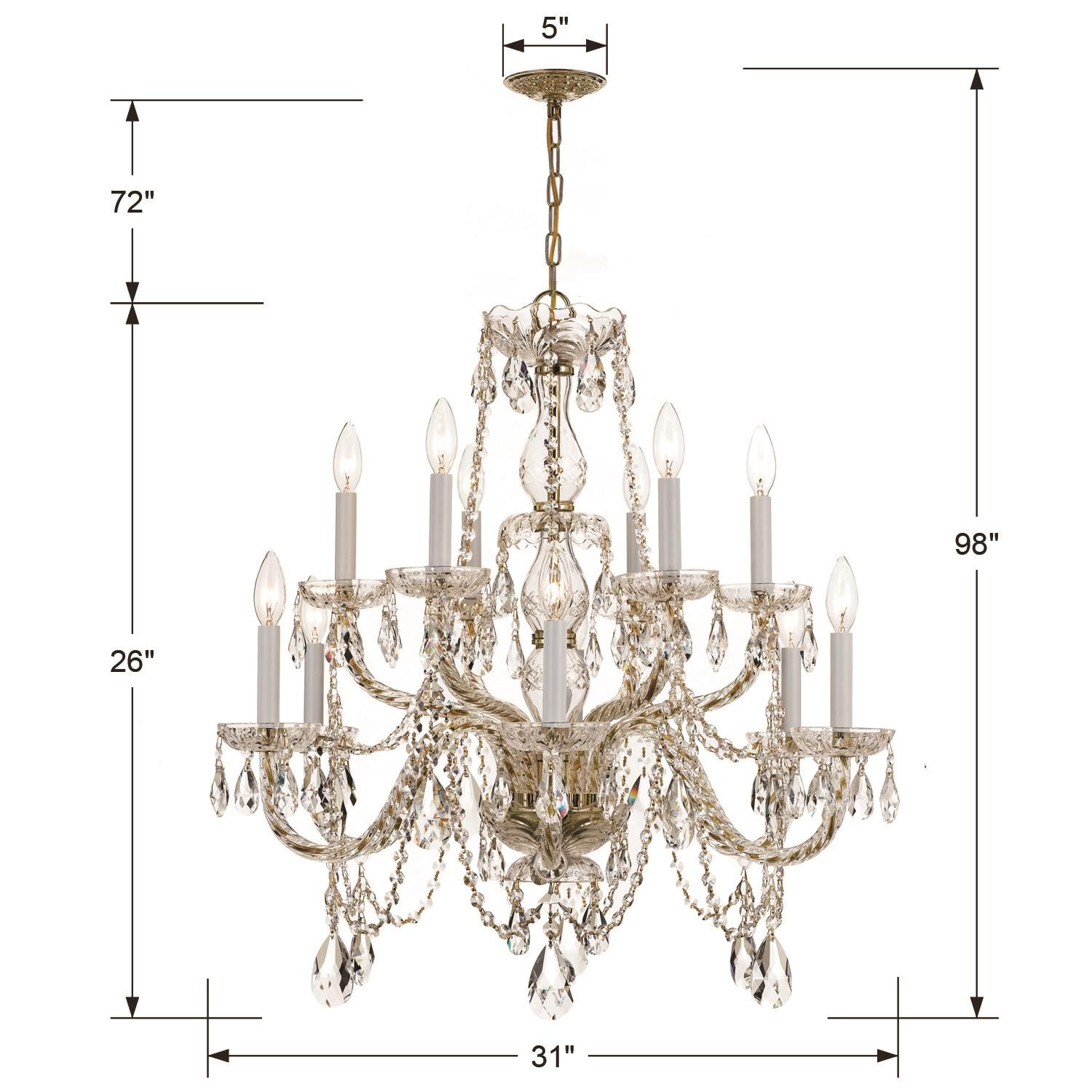Traditional Crystal 31 Inch 12 Light Chandelier by Crystorama