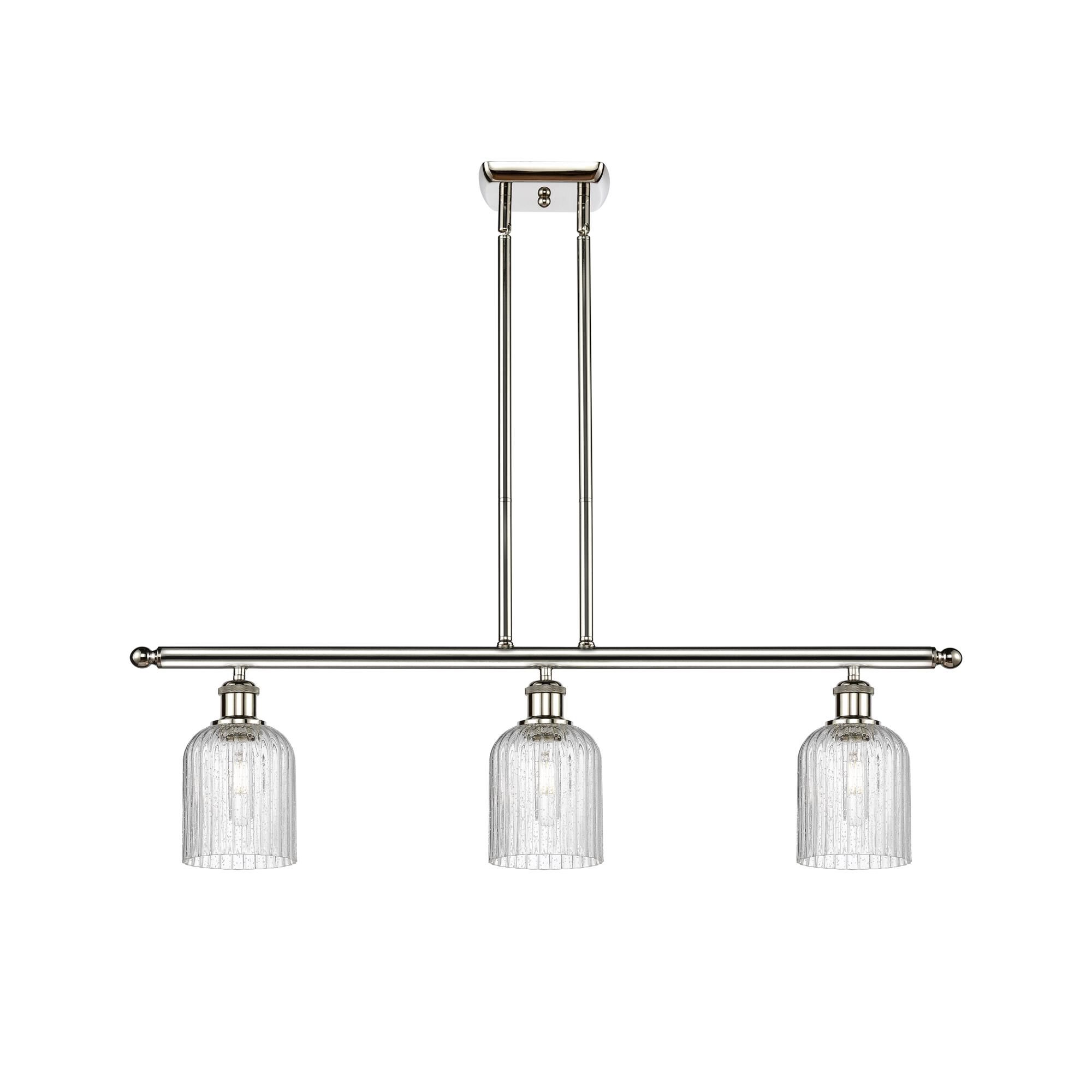 Shown in Polished Nickel finish and Seedy shade