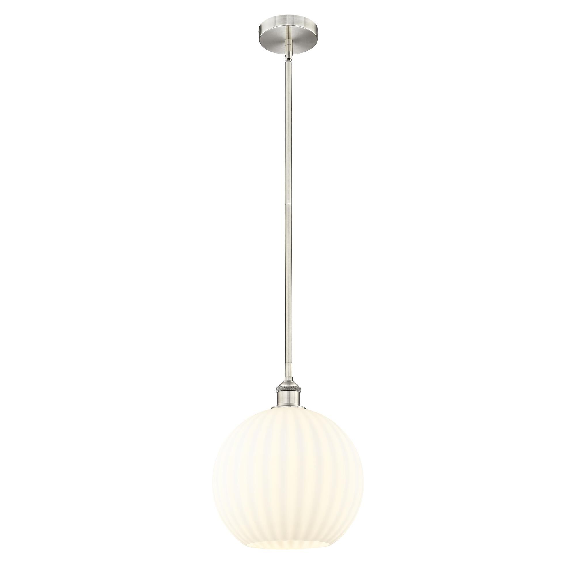 Shown in Brushed Satin Nickel finish and White Venetian glass