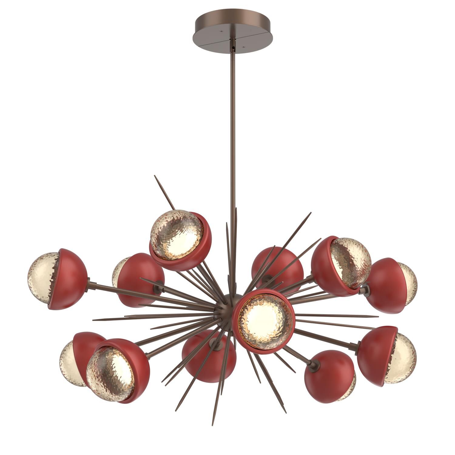 Shown in Burnished Bronze finish and Amber glass and Cinnamon Red accent