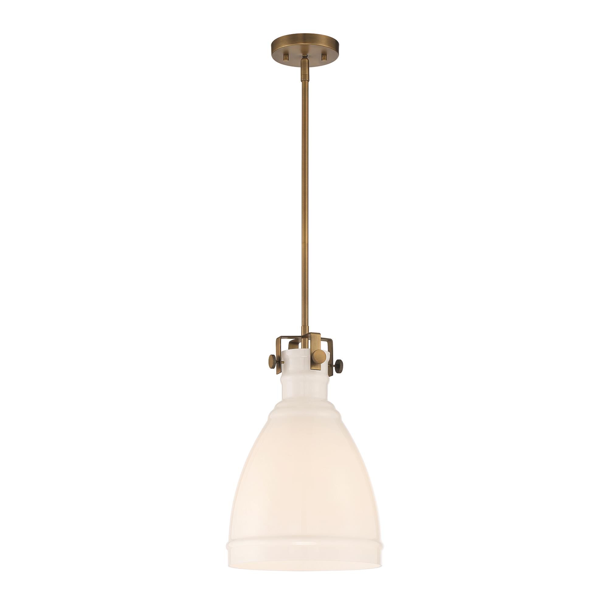 Shown in Old Satin Brass finish and Gloss Opal glass and Gloss Opal Glass shade