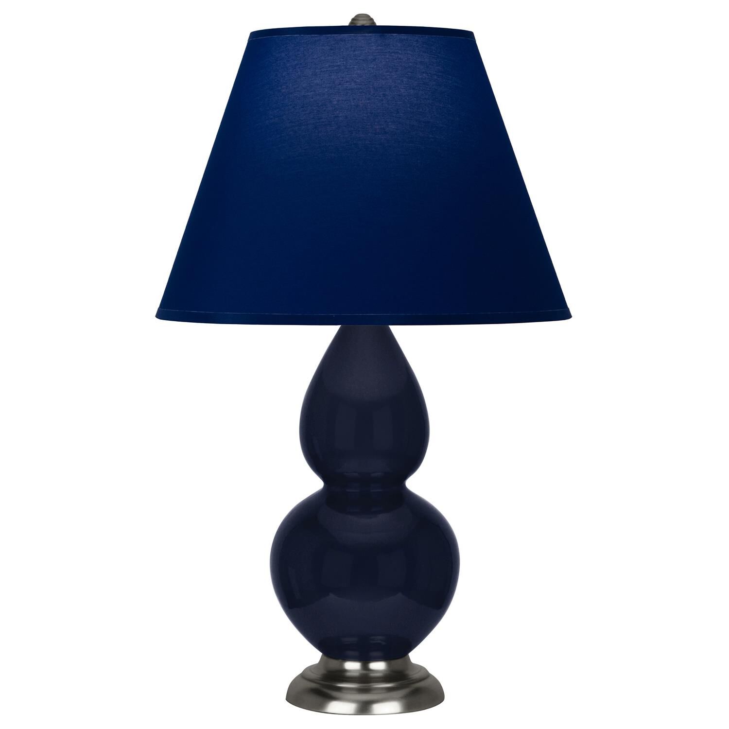 Shown in Midnight Blue finish and Navy and Gray shade and Antique Silver accent