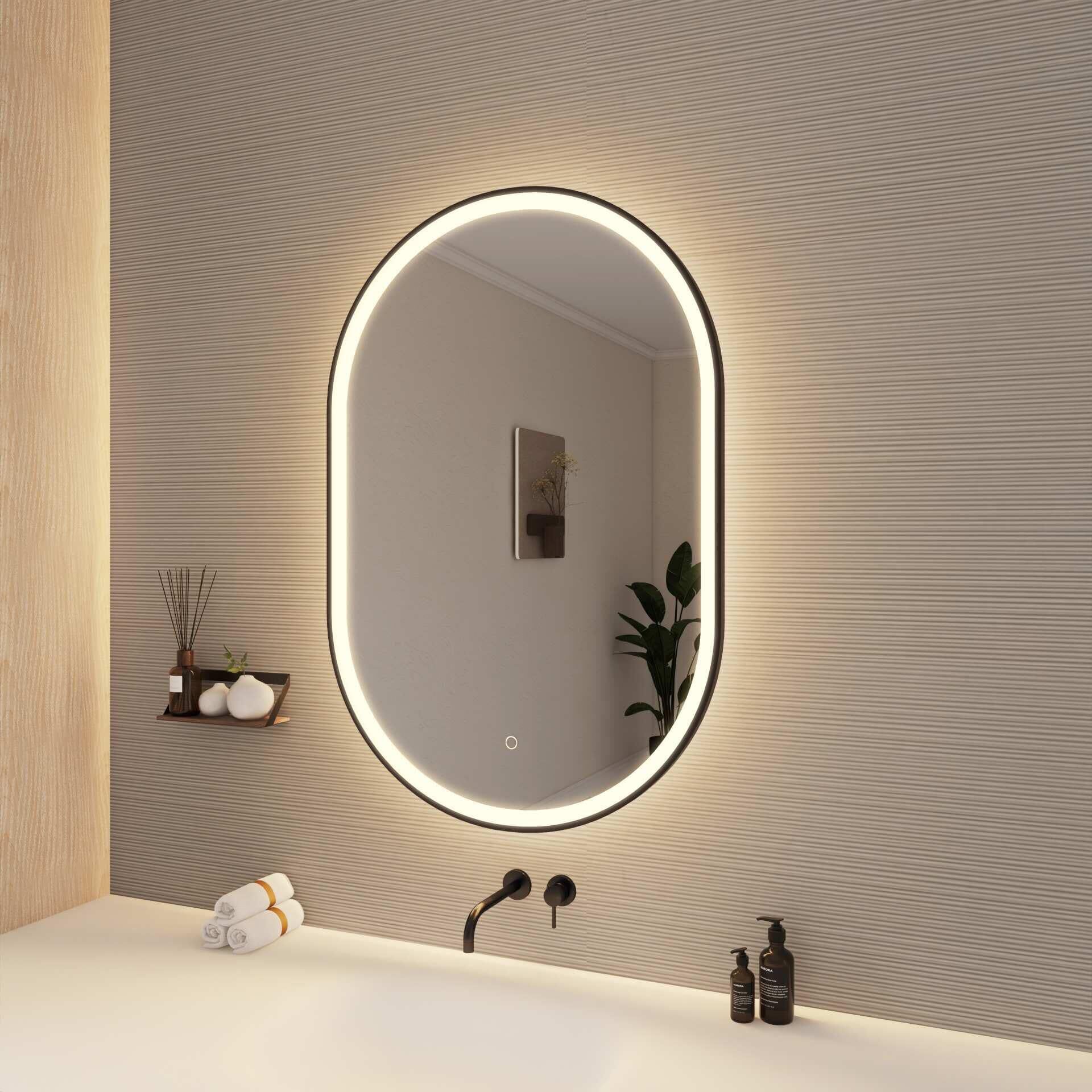Harmoni 40 Inch Oval LED Lighted Mirror by Elegant Decor