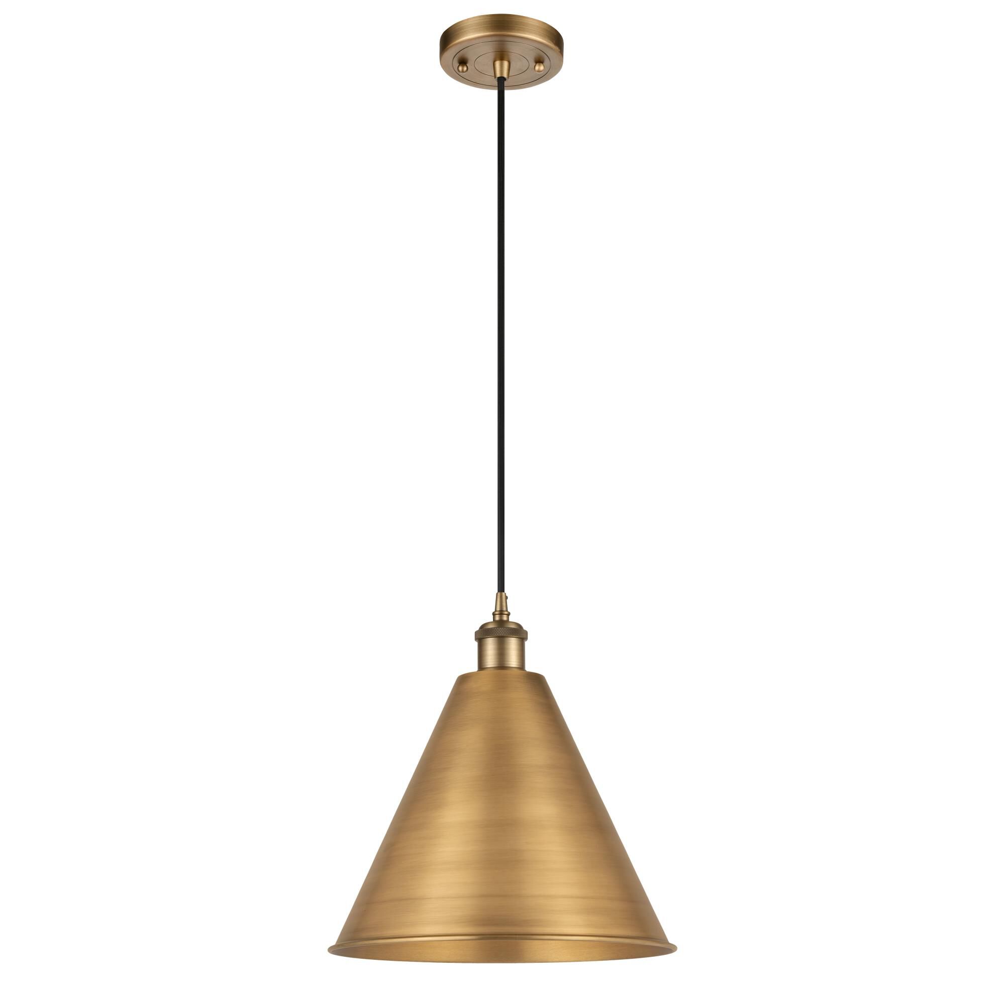Shown in Brushed Brass finish and Matte Black Ballston Cone shade