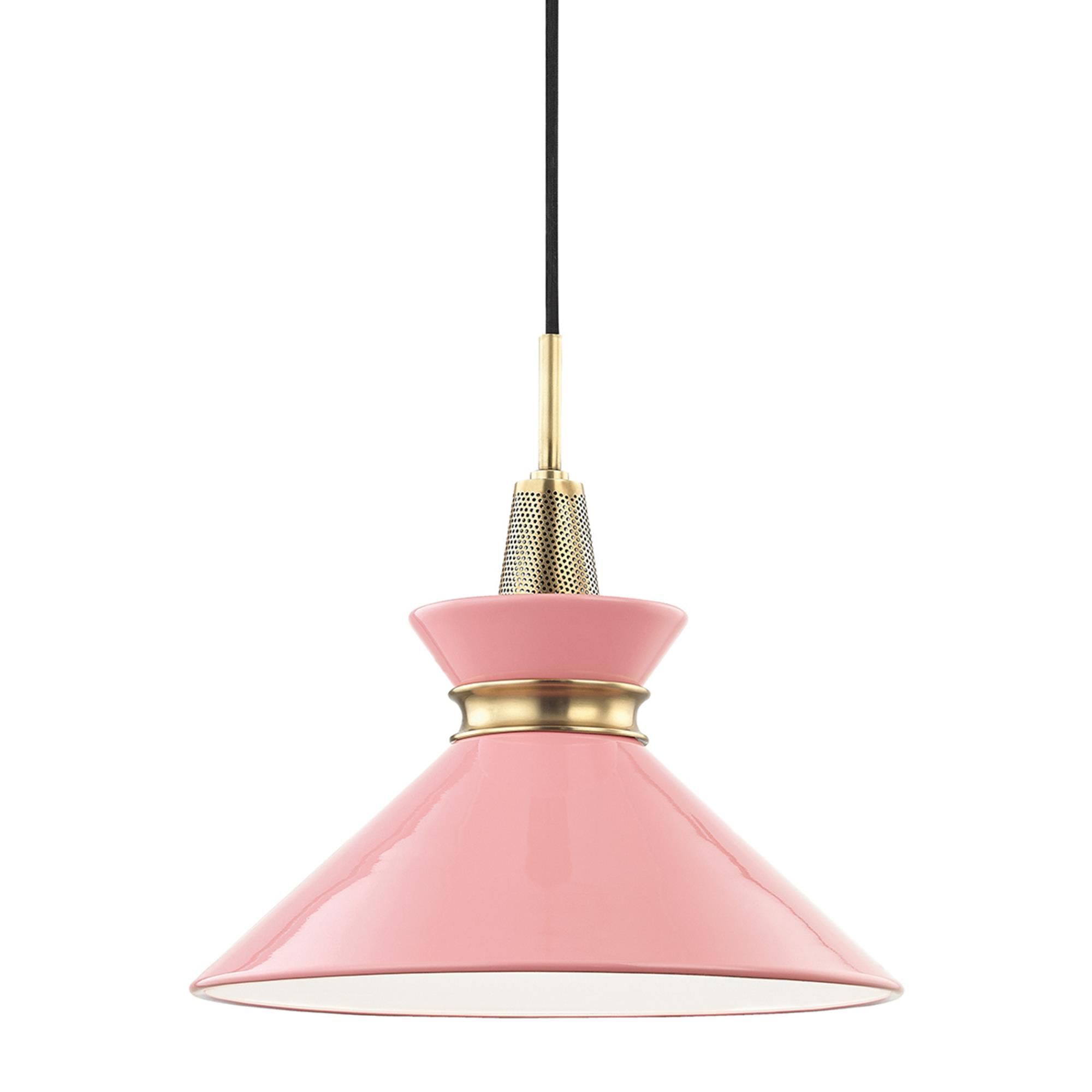 Shown in Aged Brass-Pink finish and Pink Metal shade