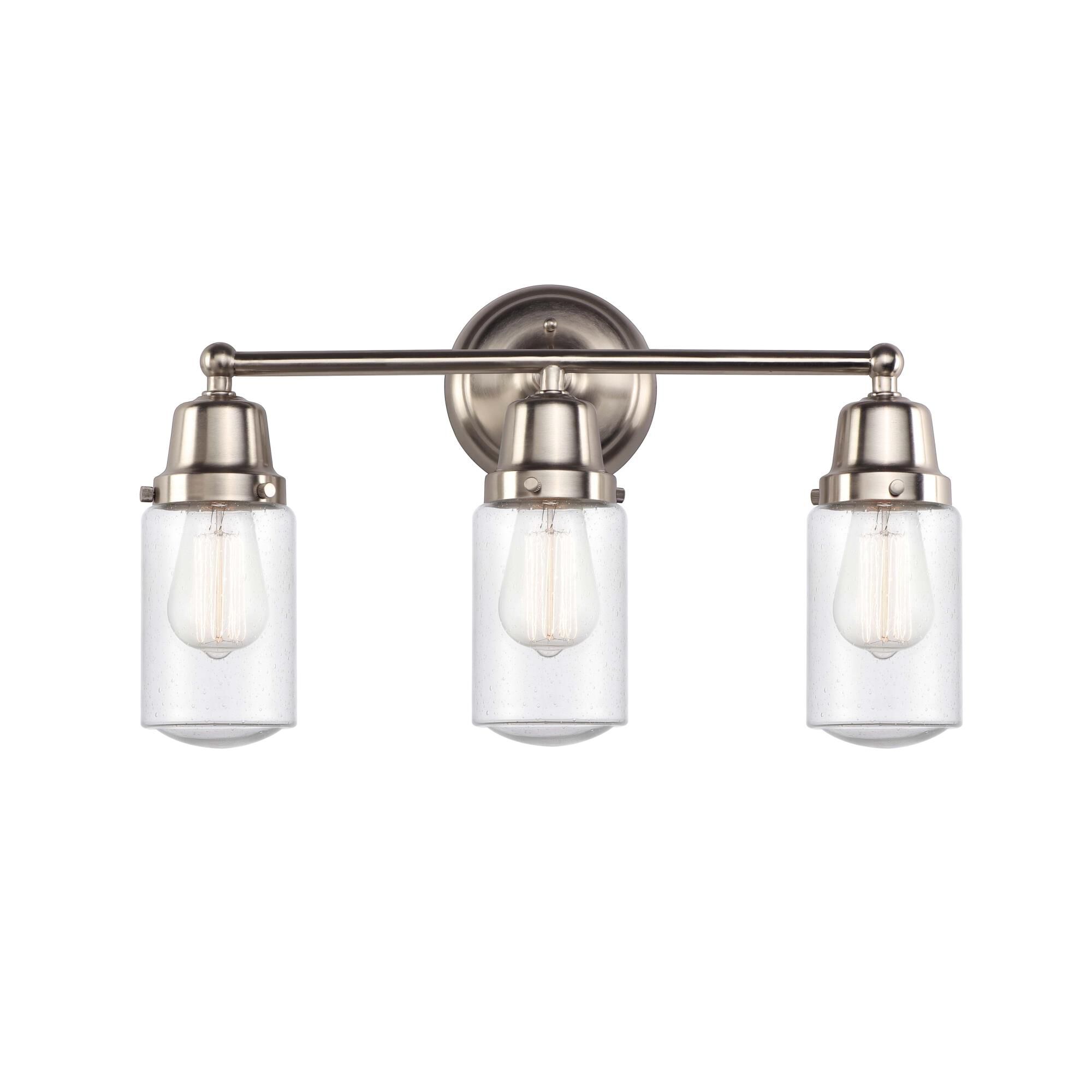 Shown in Brushed Satin Nickel finish and Seedy glass