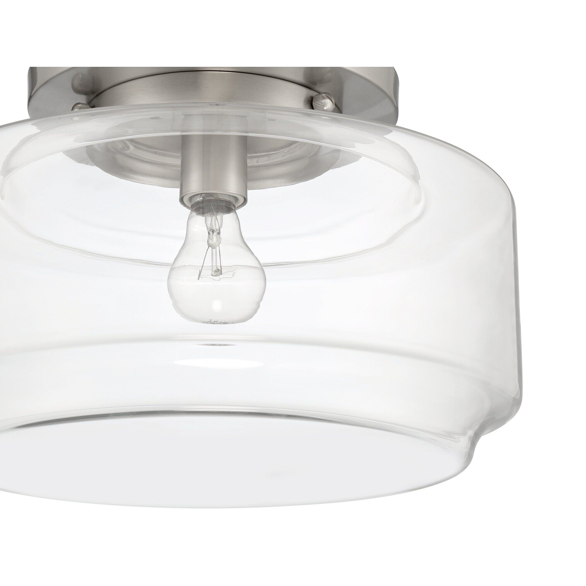 Shown in Brushed Polished Nickel finish and Clear glass and Glass shade