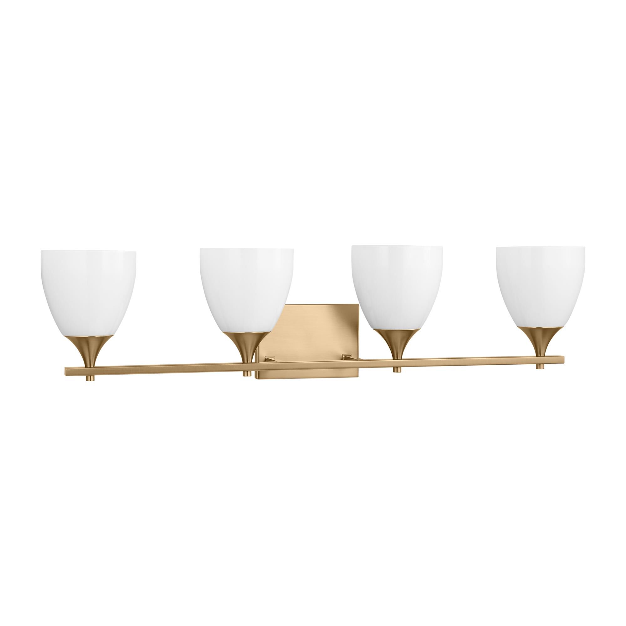 Shown in Satin Brass finish and Milk Glass s shade