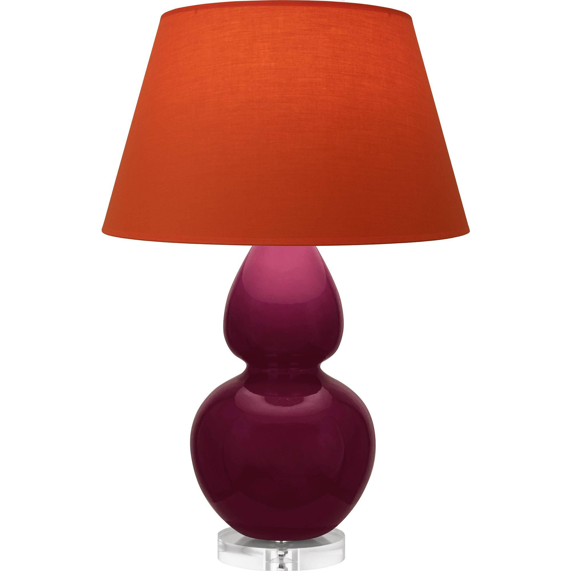 Shown in Sugar Plum Glazed finish and Tangerine and Taupe Lining shade and Lucite accent