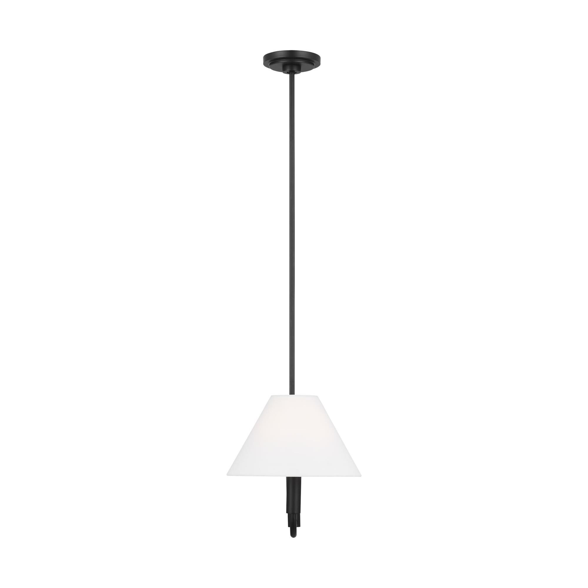Shown in Aged Iron finish and White Linen shade