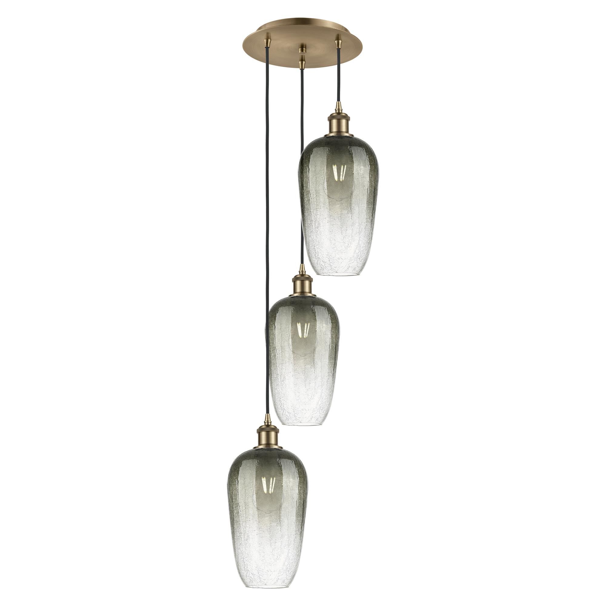 Shown in Antique Brass finish and Slate glass