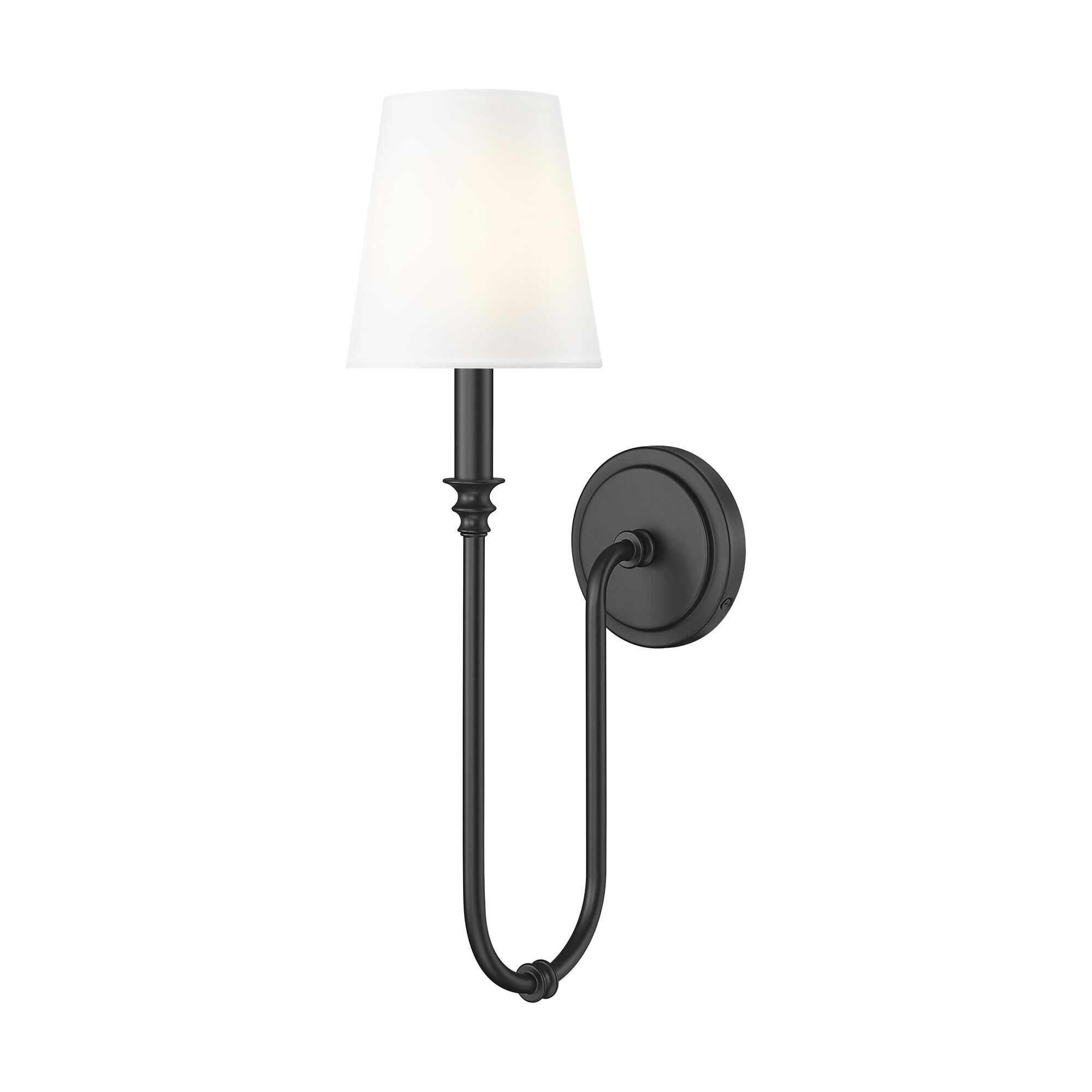 Shown in Matte Black finish and White glass
