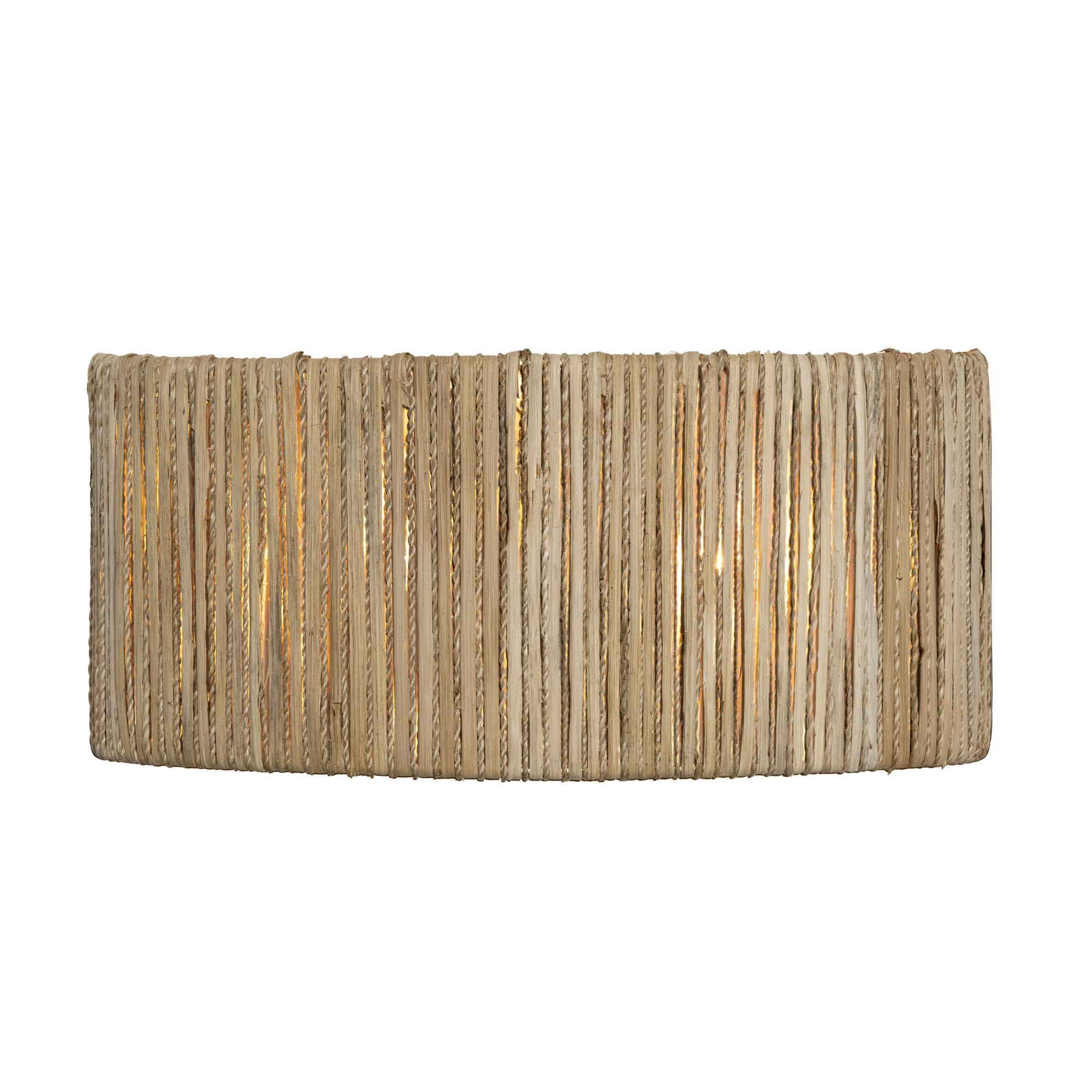 Shown in French Gold finish and Natural Rattan And Abaca Rope shade