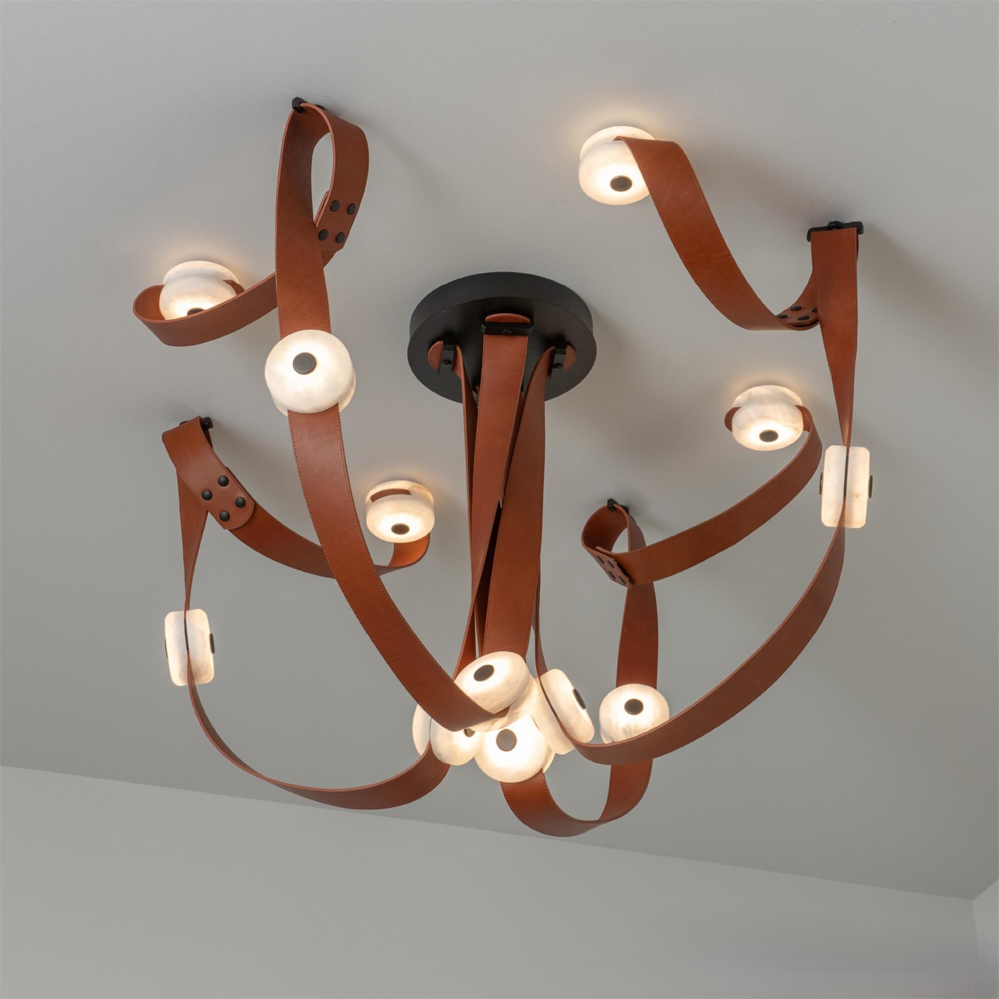 Shown in Black finish and Alabaster shade and Chestnut accent
