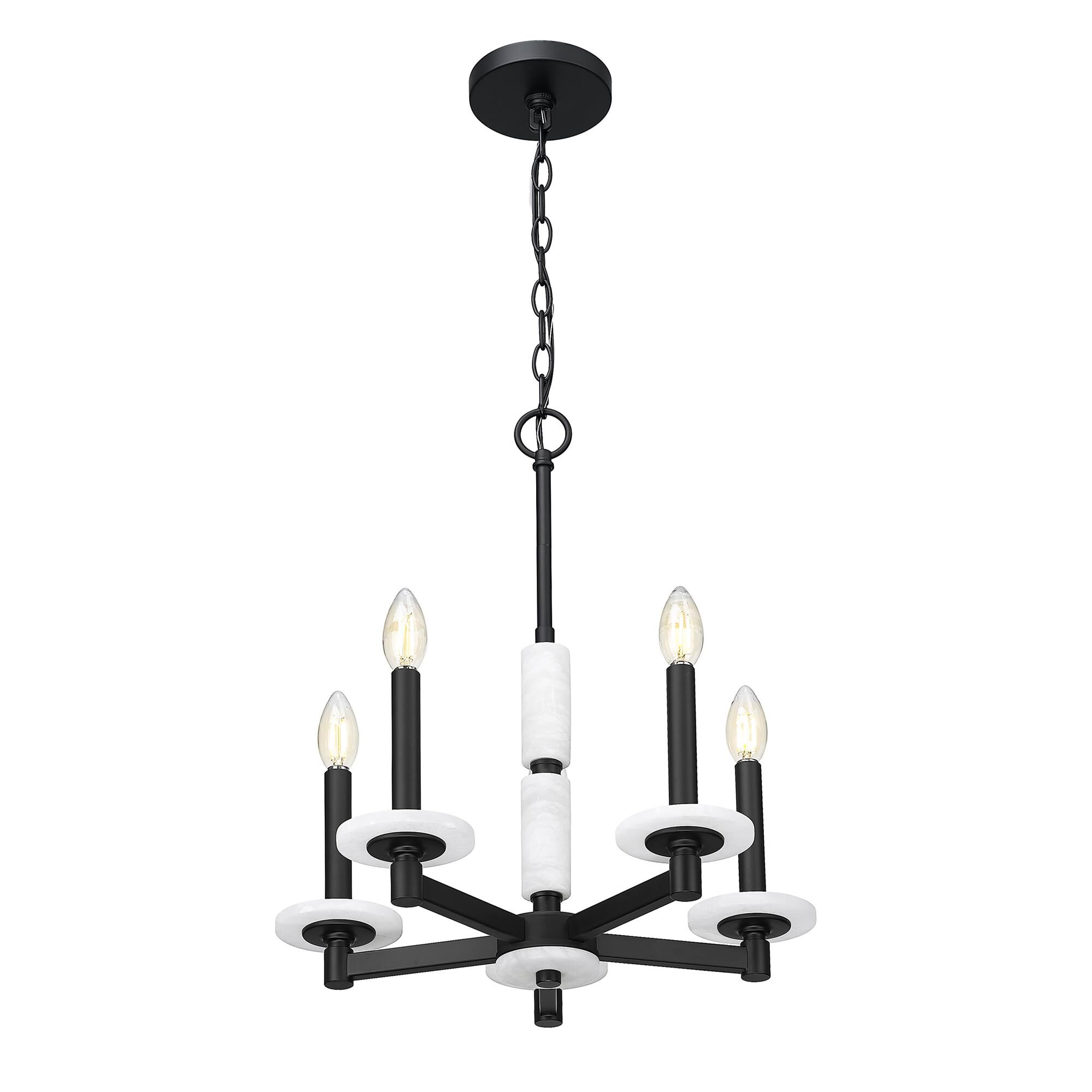 Shown in Matte Black finish and Alabaster glass and Alabaster shade