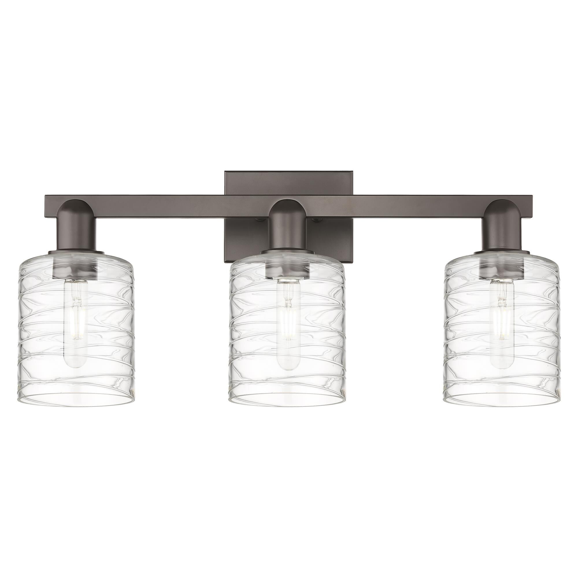 Shown in Oil Rubbed Bronze finish and Deco Swirl glass