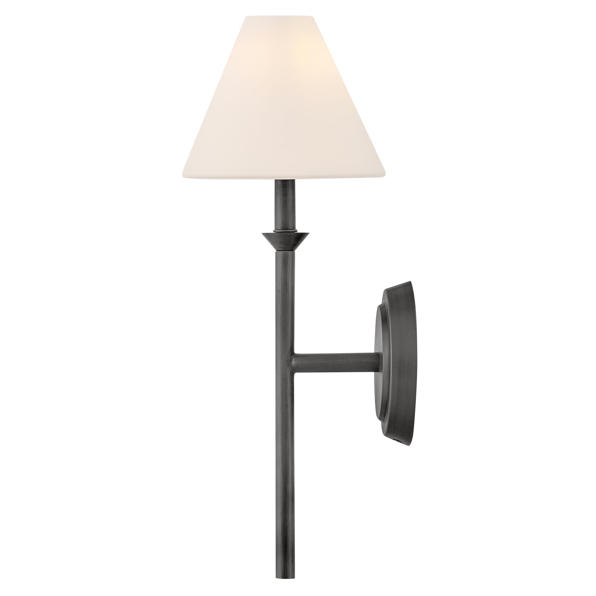 Shown in Blackened Brass finish and Etched Opal glass