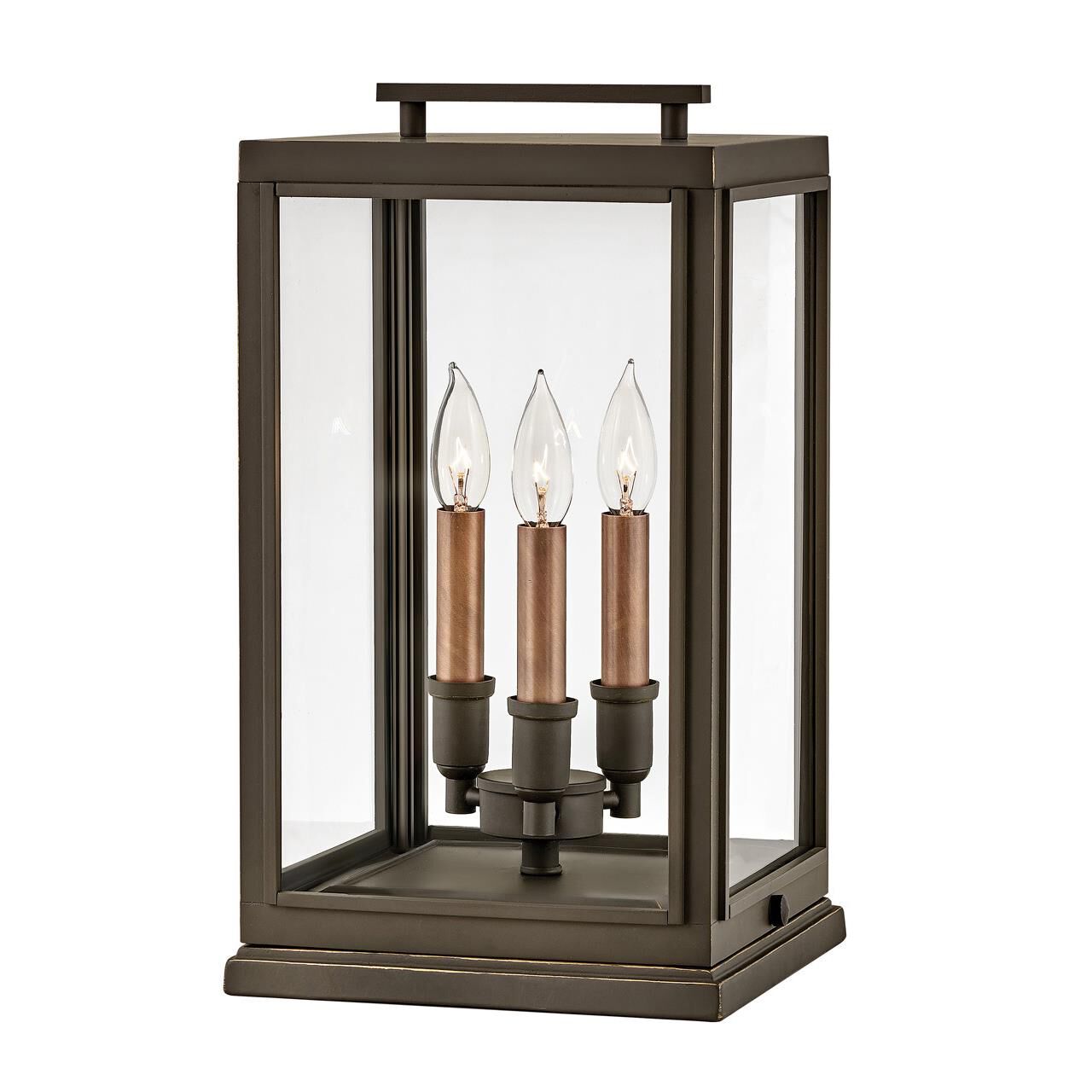 Shown in Oil Rubbed Bronze finish and Clear glass and Antique Copper accent