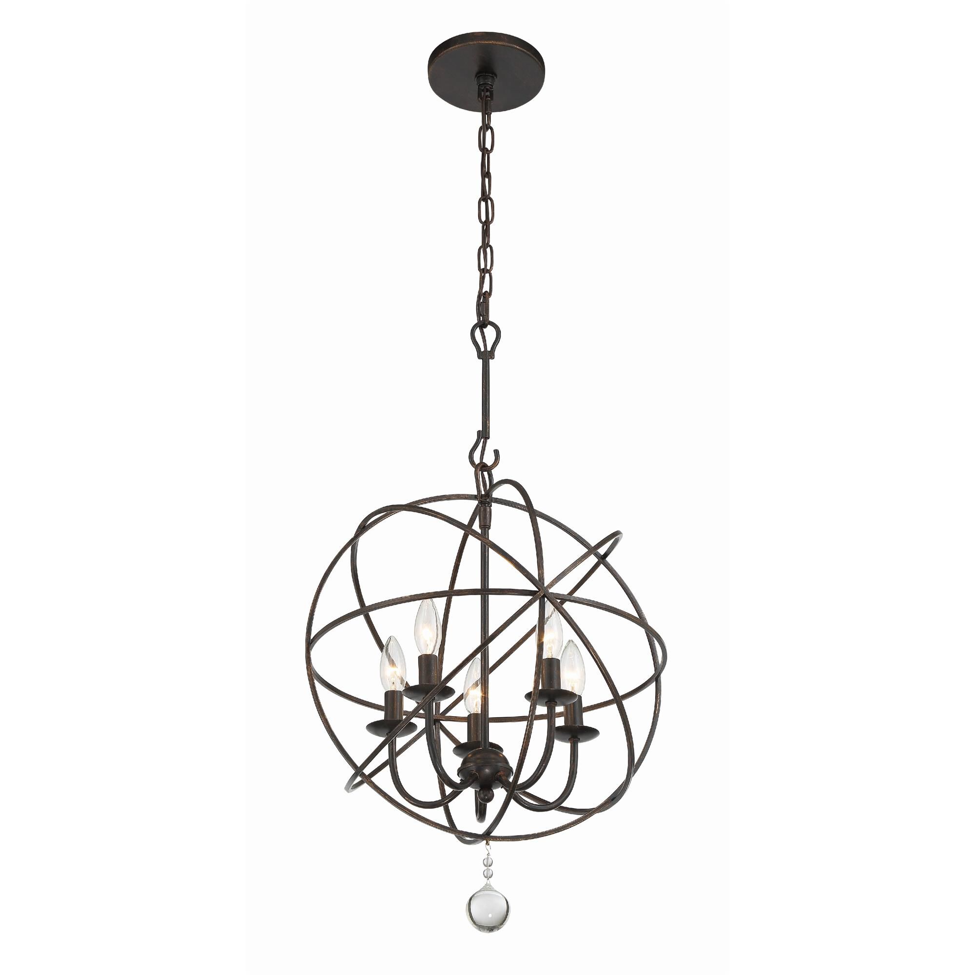 Shown in English Bronze finish and Clear Glass Drops crystal