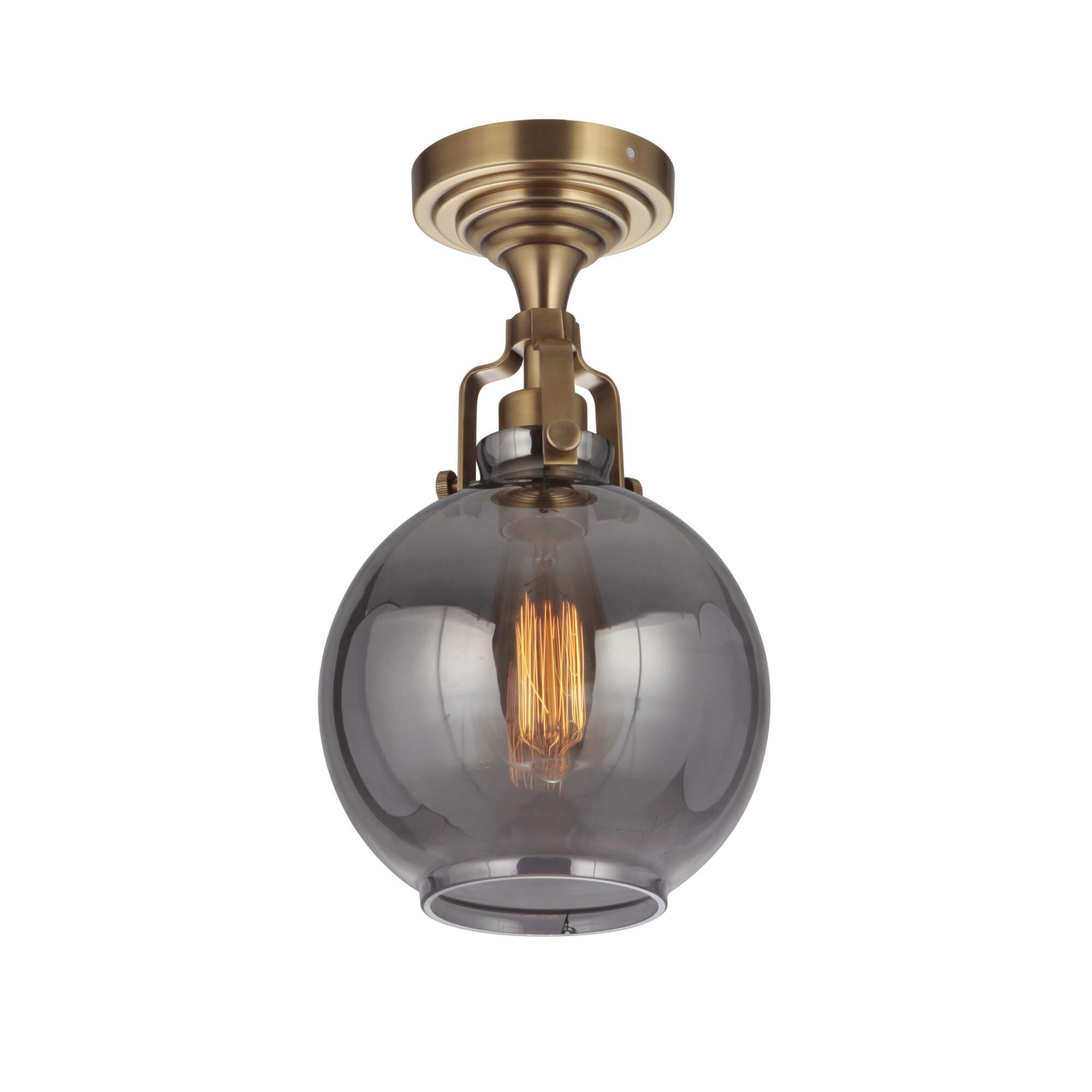 Shown in Vintage Brass finish and Yes glass and Yes shade and Sphere accent