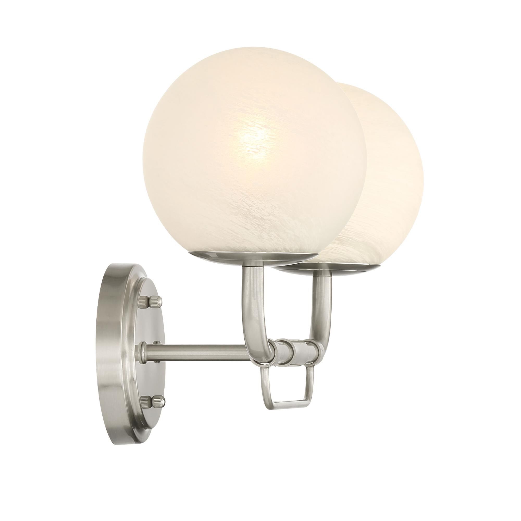 Shown in Brushed Nickel finish and White glass and Etched Alabaster Glass shade