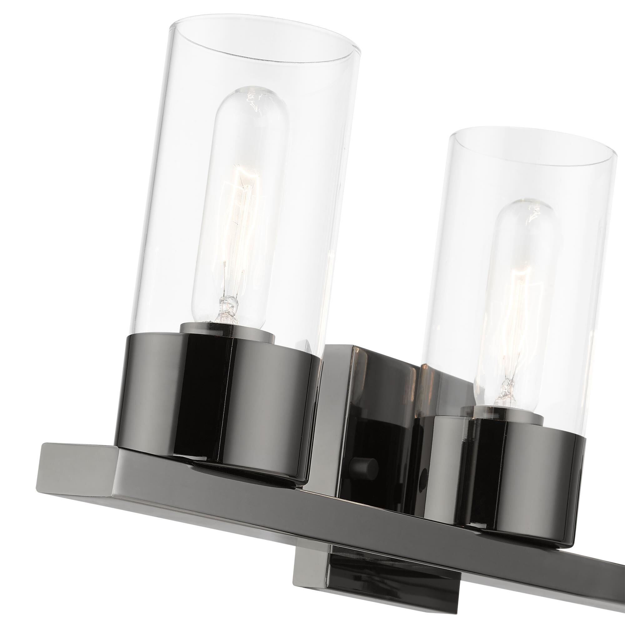 Shown in Black Chrome finish and Clear glass