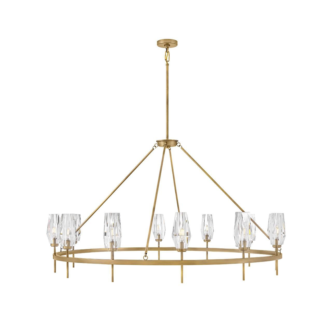 Shown in Heritage Brass finish and Faceted Clear Crystal glass