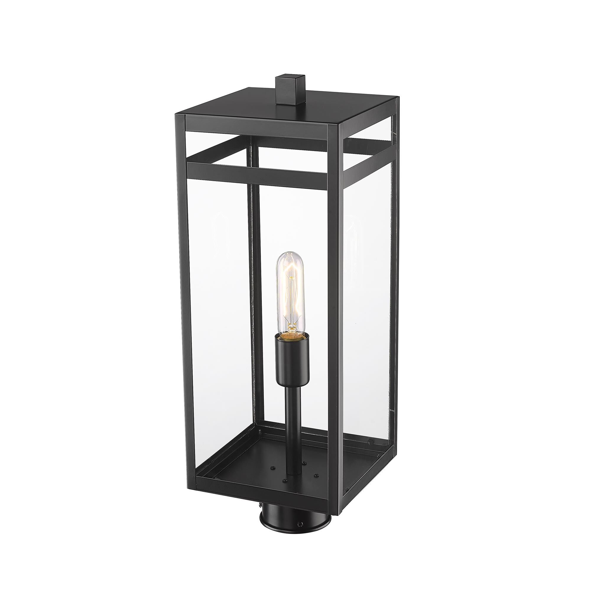 Shown in Black finish and Glass shade