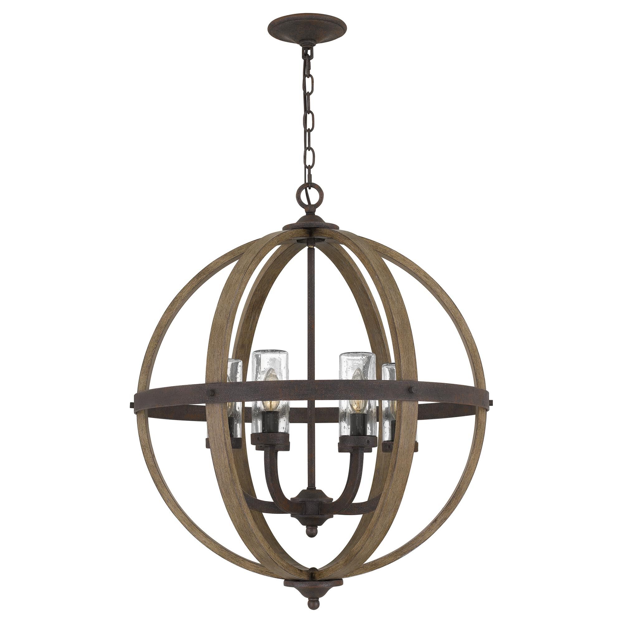 Shown in Rustic Black finish and Clear Seeded Glass shade