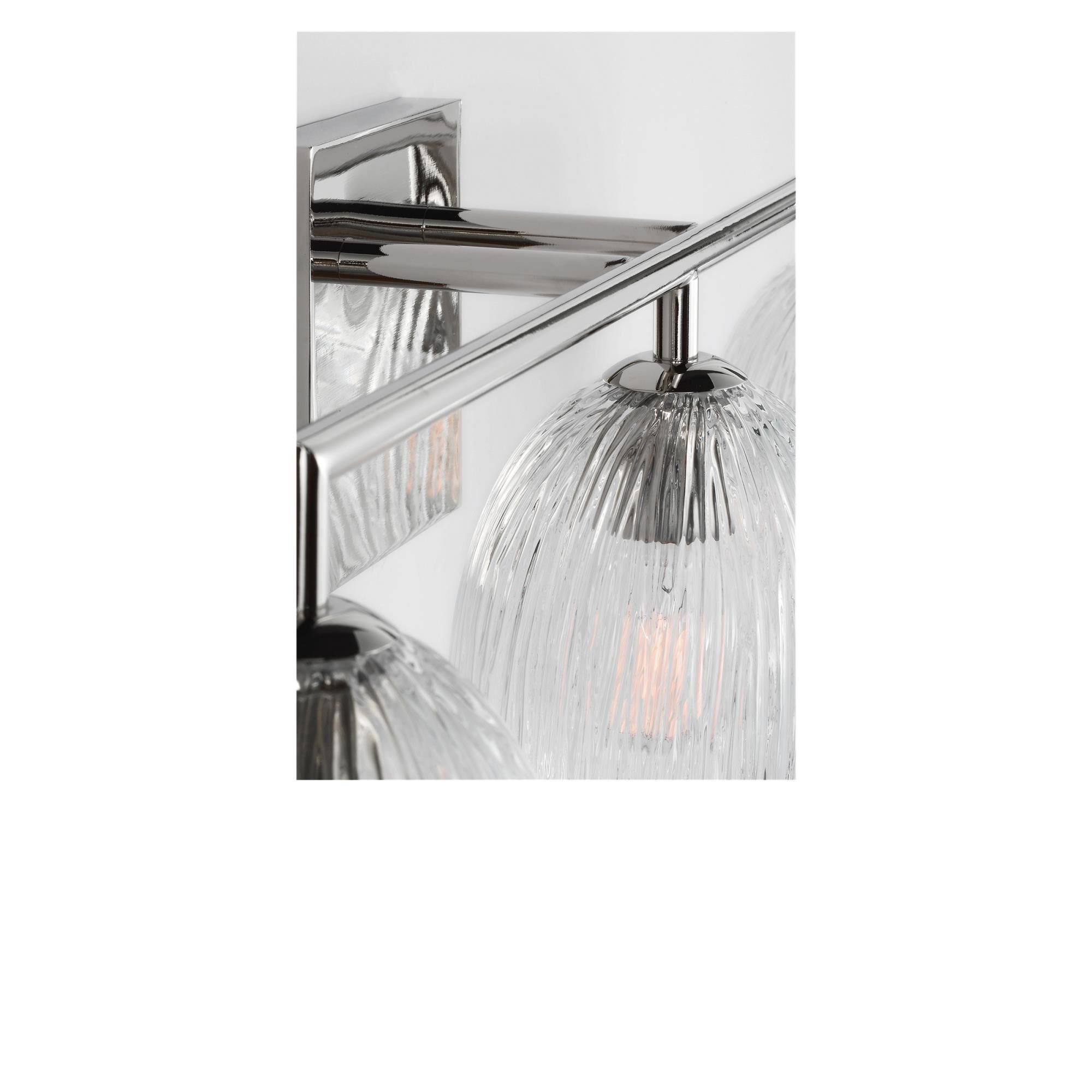 Shown in Polished Nickel finish and Striped Clear glass