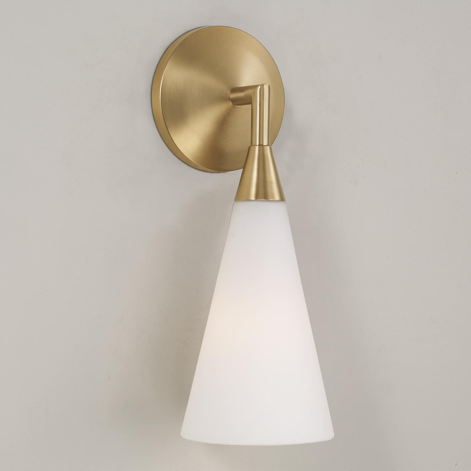 Shown in Matte Brass finish and Soft White glass