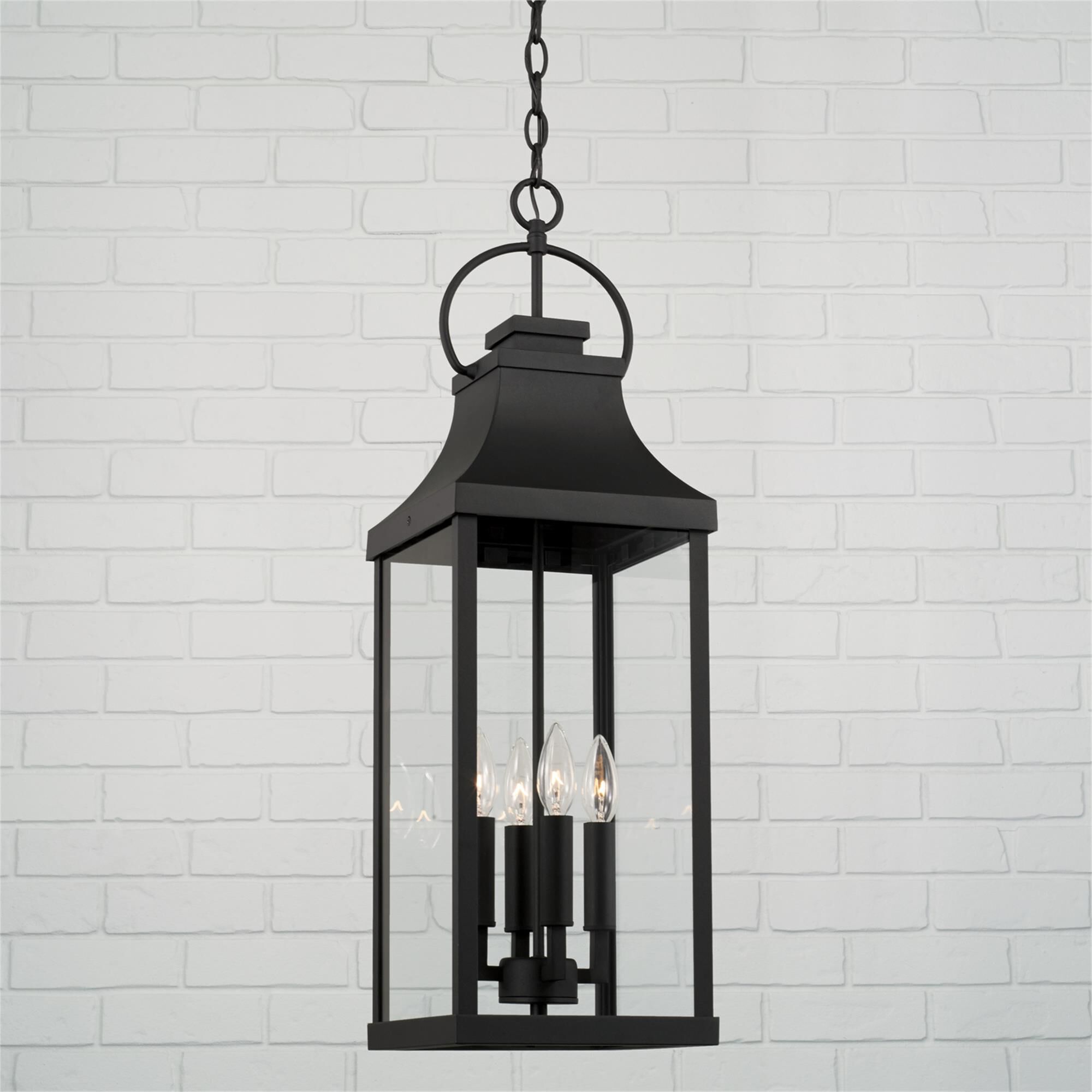 Shown in Black finish and Clear glass