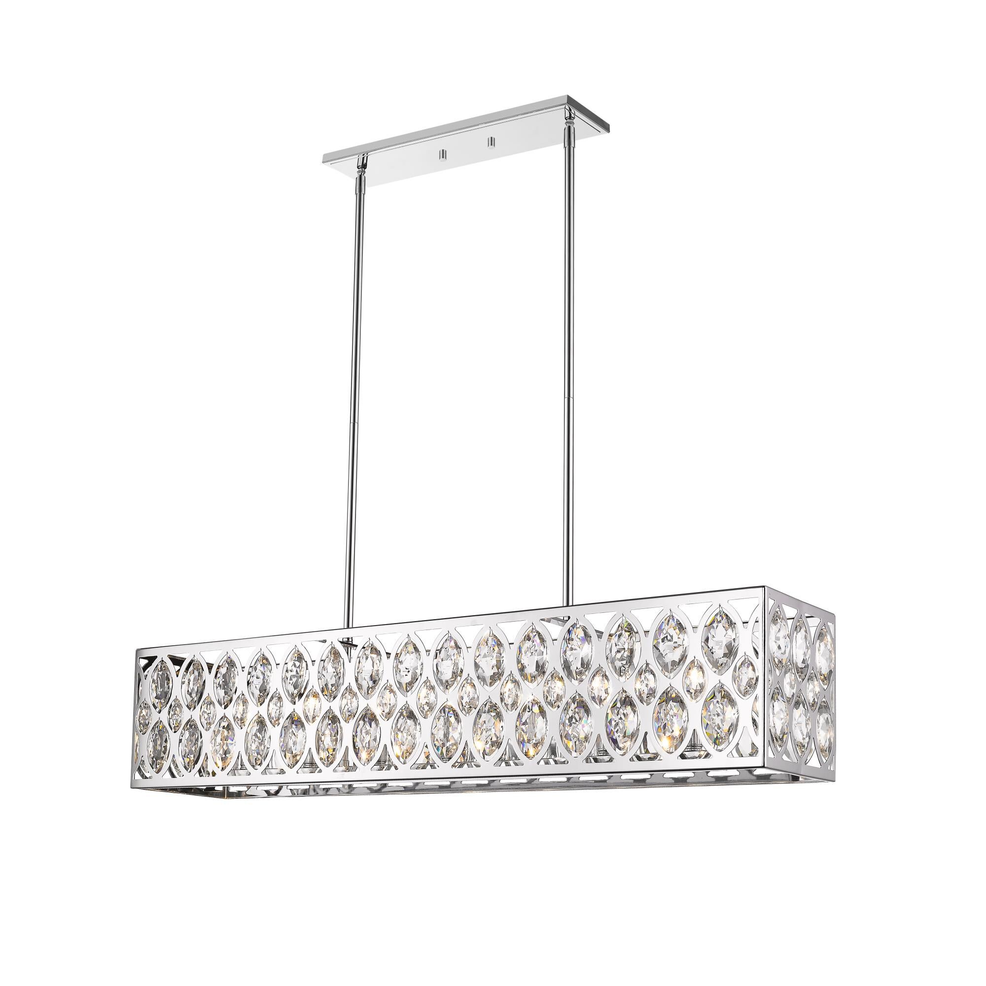 Shown in Chrome finish and Crystal glass and Crystal shade