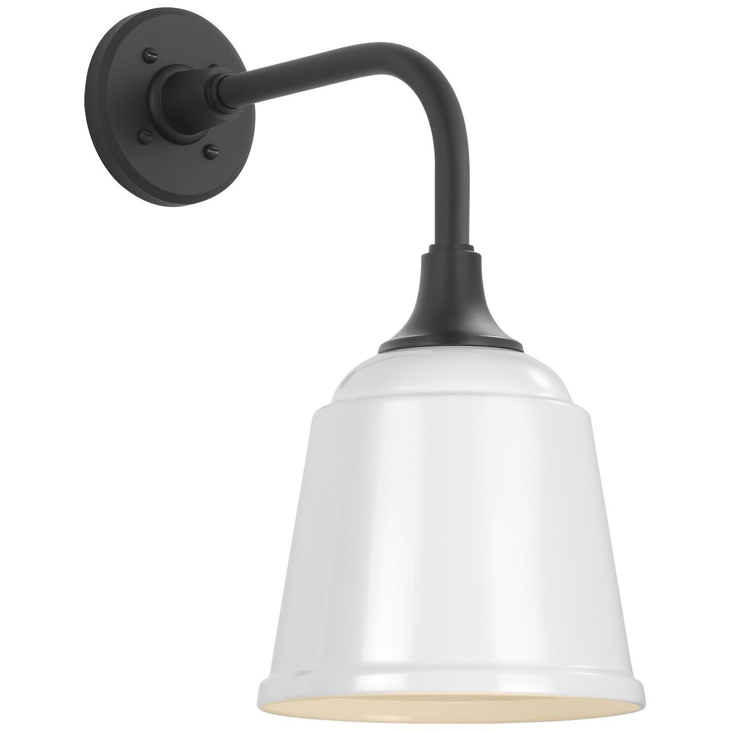 Shown in Matte Black finish and White Rockhouse shade