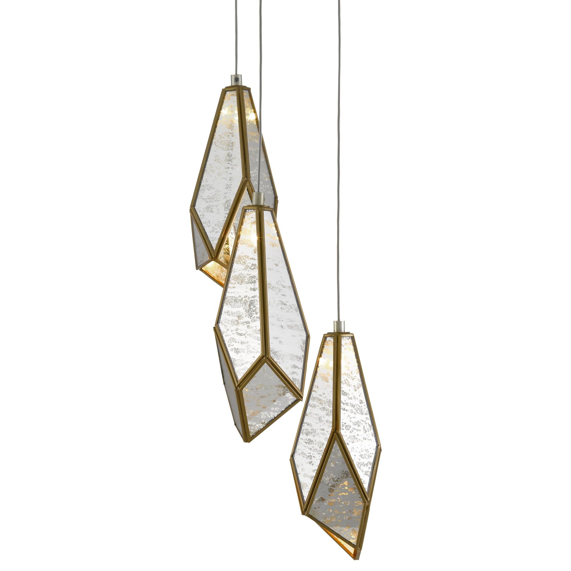Shown in Painted Silver/Antique Brass finish and Brass/Raj Mirror shade