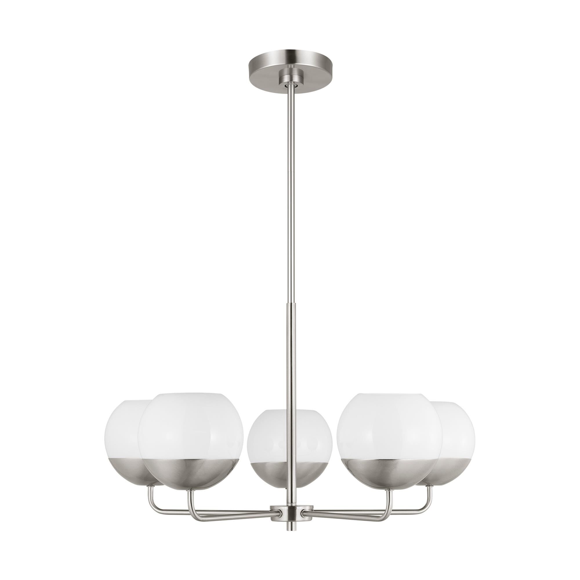 Shown in Brushed Nickel Silver finish and Milk glass and Milk Glass s shade