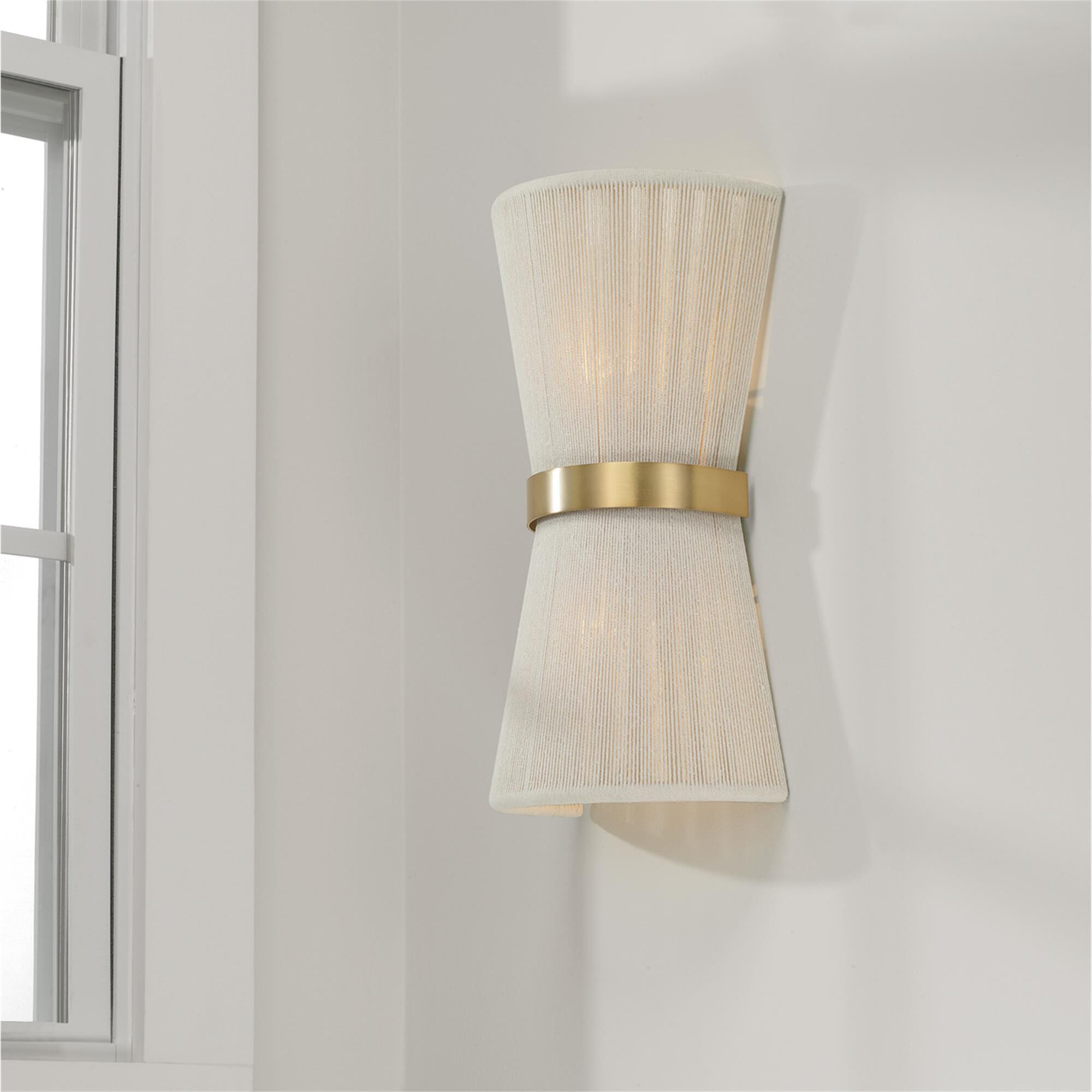 Shown in Bleached Natural Rope And Patinaed Brass finish