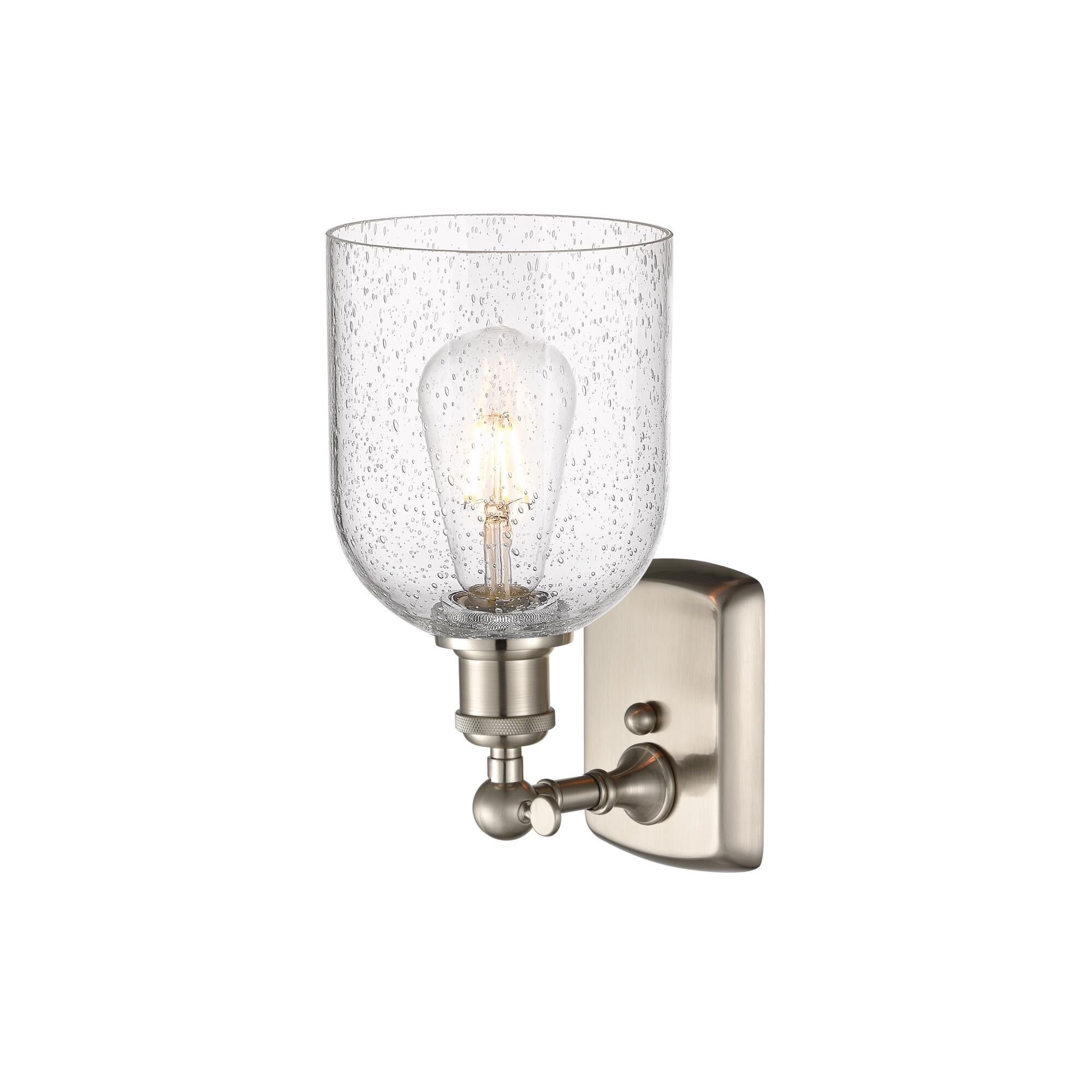 Shown in Brushed Satin Nickel finish and Seedy glass