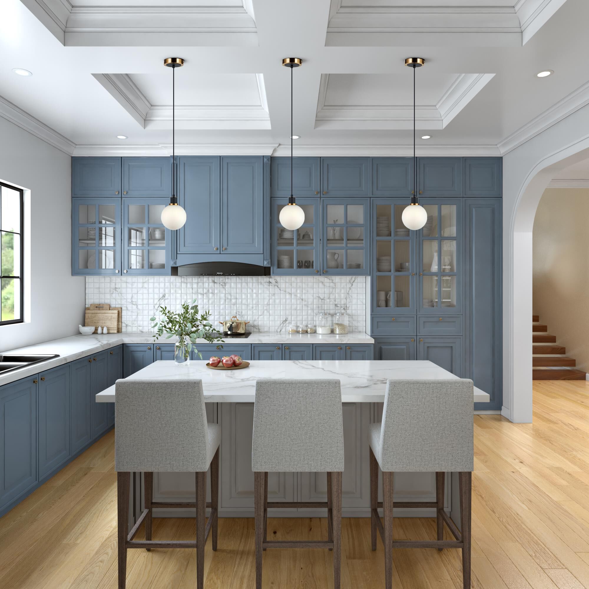 Shown in Black and Brushed Brass finish and White glass