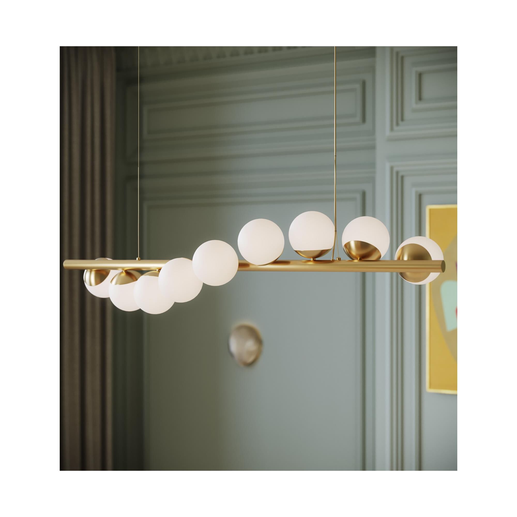 Shown in Brushed Brass and White finish