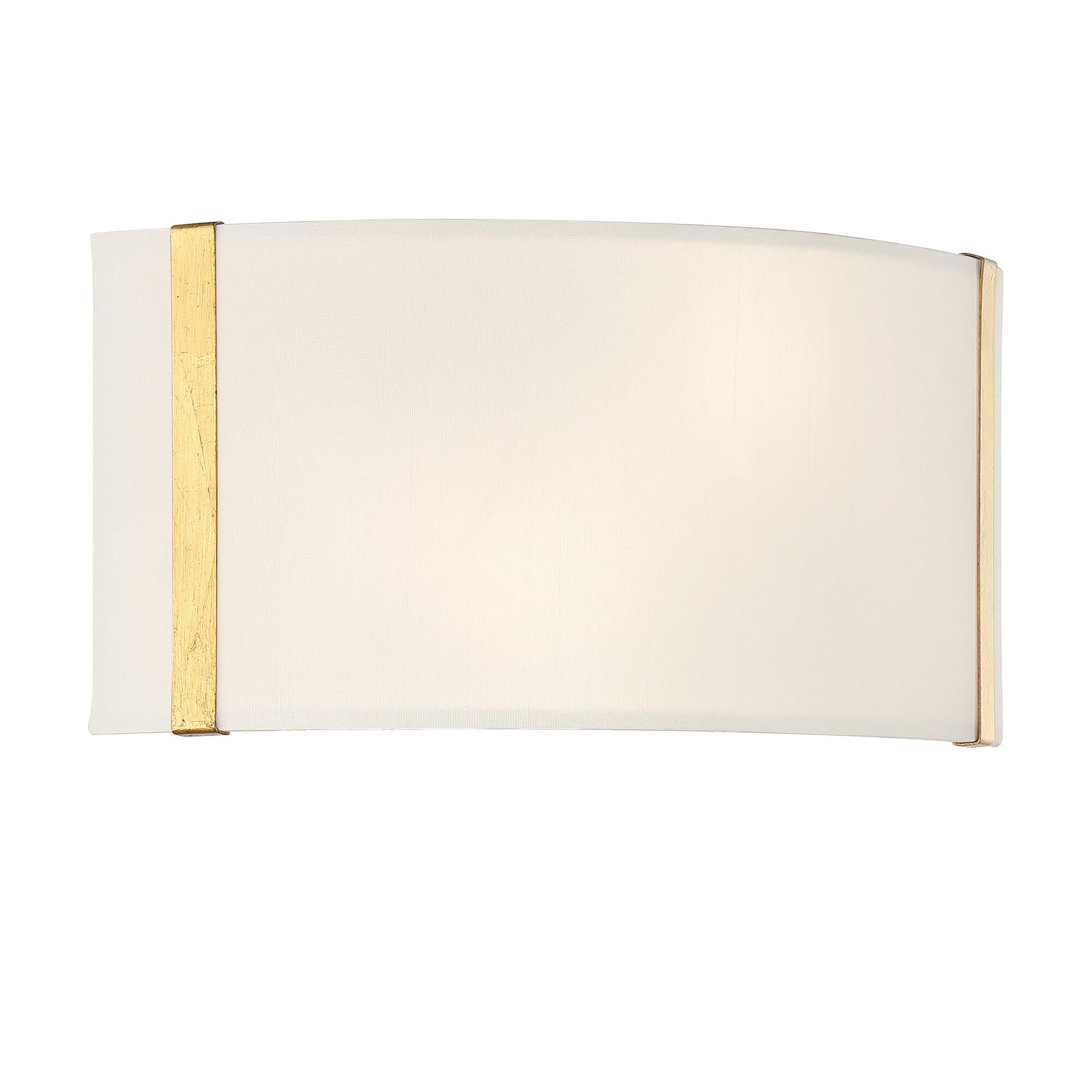 Shown in Antique Gold finish and Fabric glass and White shade