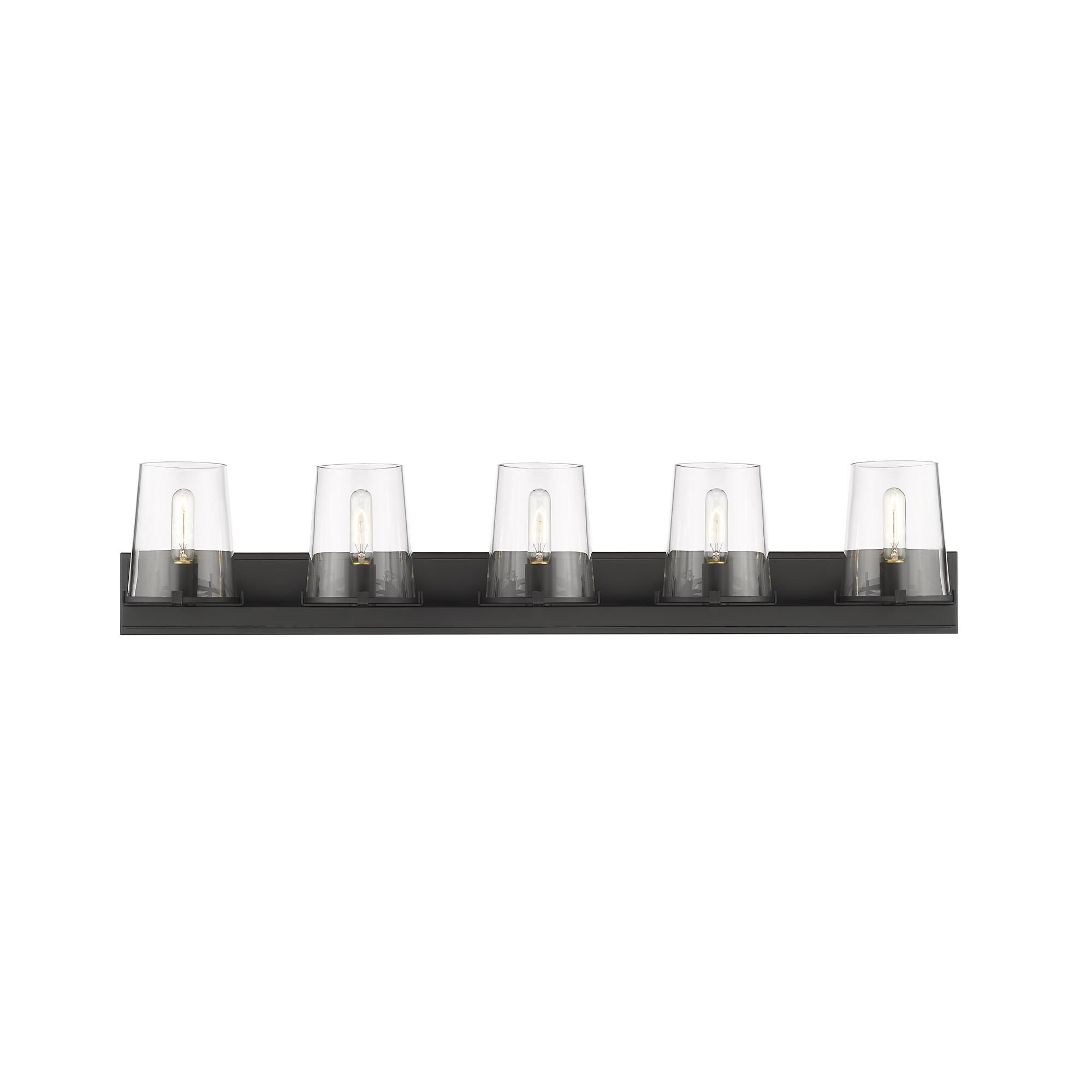 Shown in Matte Black finish and Glass shade
