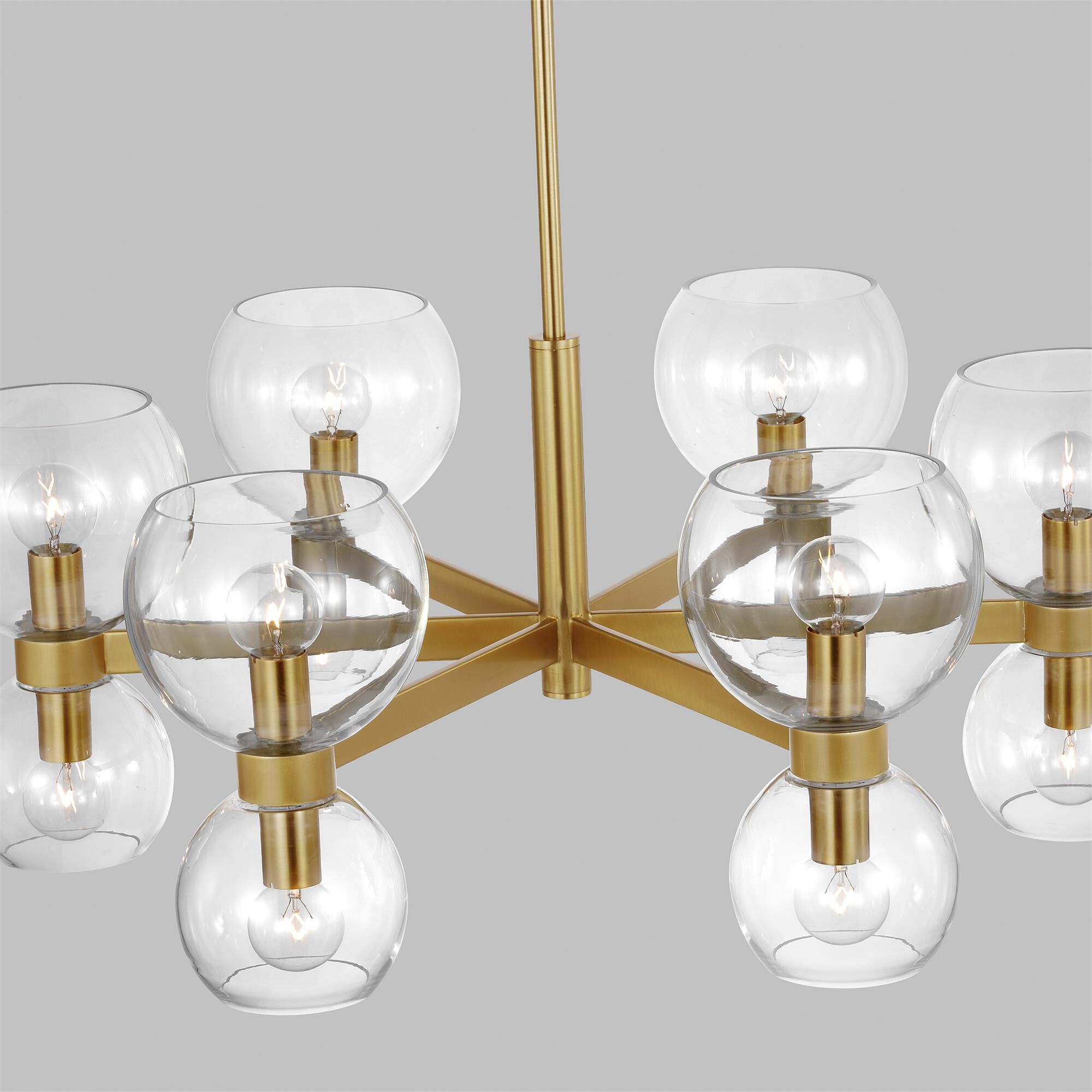 Shown in Burnished Brass finish and Clear glass