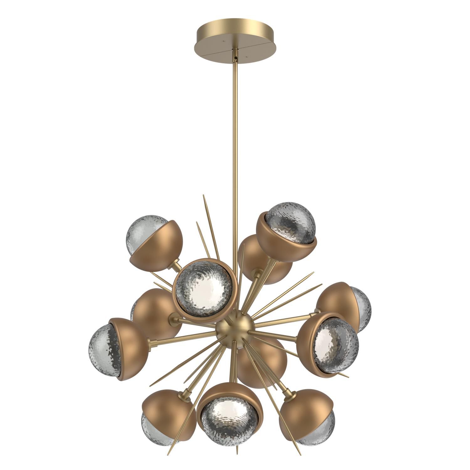 Shown in Gilded Brass finish and Smoke glass and Novel Brass accent