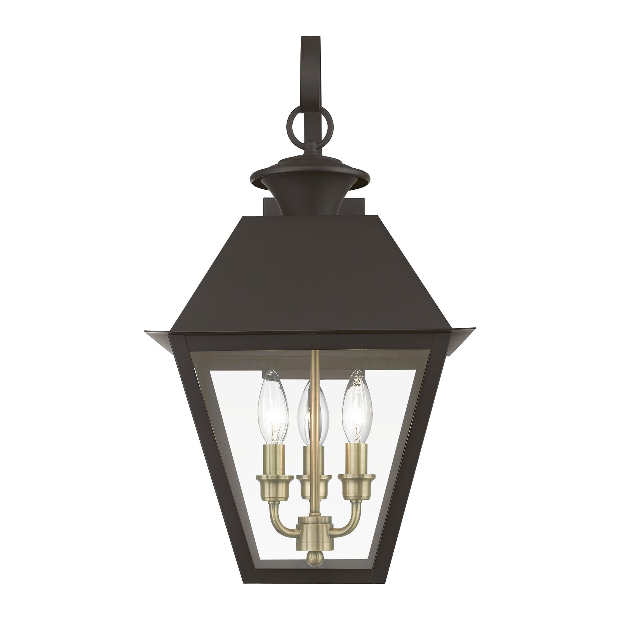 Shown in Bronze with Antique Brass Finish Cluster finish and Clear glass
