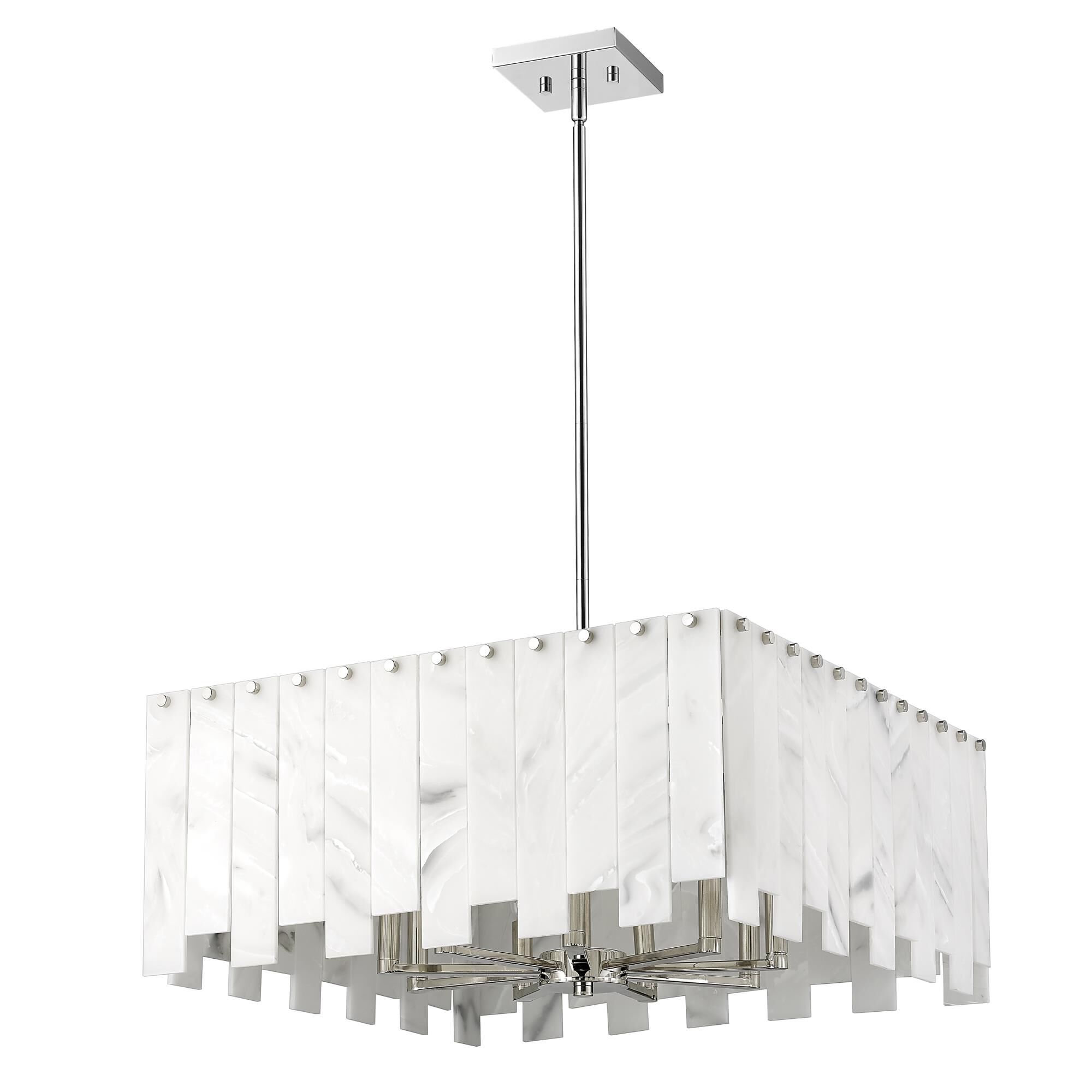 Shown in Polished Nickel finish and Alabaster Resin shade